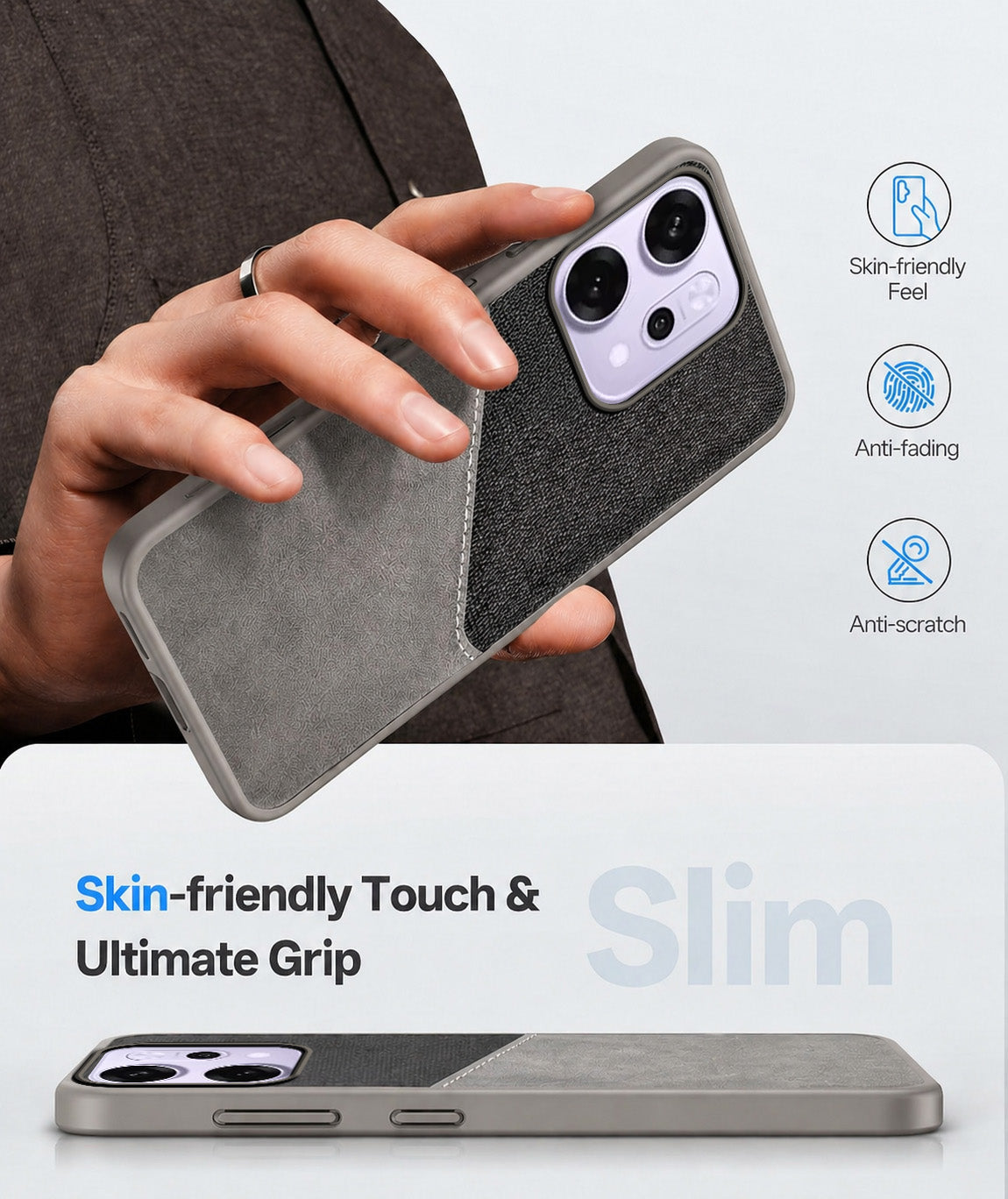 For Oppo Reno14 Pro 5G | Oppo Reno 14 Pro 5G Back Cover Case (Dual PU Leather Stitch | Professional Minimalist | Soft and Flexible)