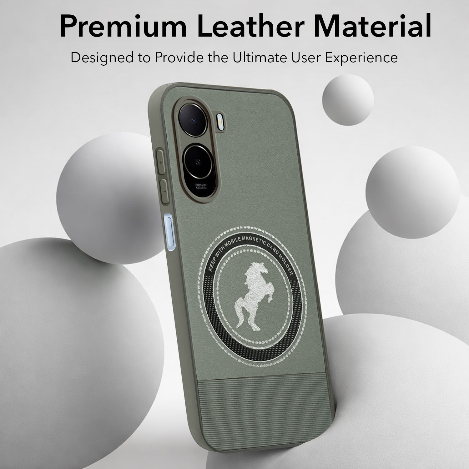 For Poco C81 Back Cover Case PU Leather Finish (Professional Minimalist Texture | MagSafe Compatile | Camera Protection | Sleek Sober Formal)