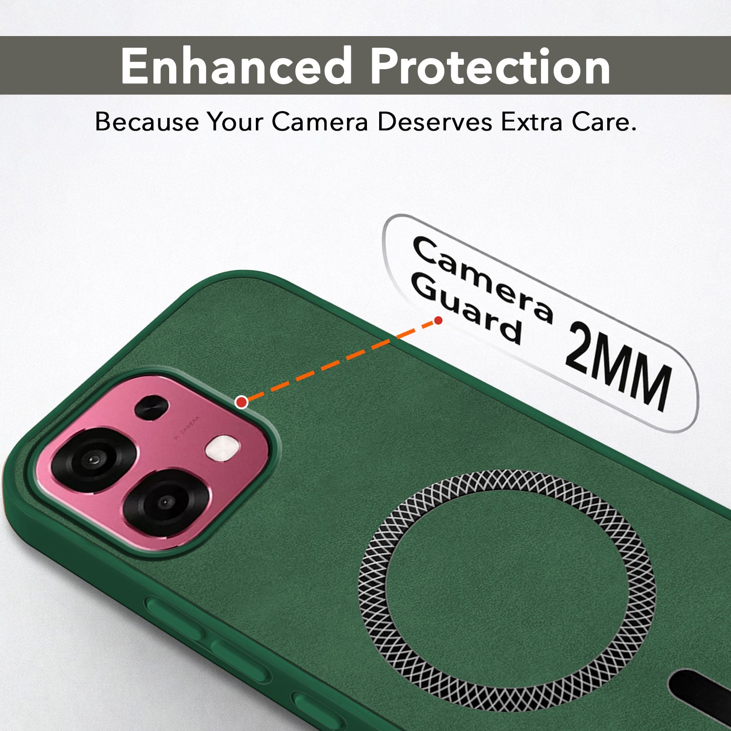 For Oppo F31 5G | Oppo F33 5G Back Cover Case Leather Finish (MagSafe Compatible Wireless Charging | Soft Touch | Camera Bump Protection)