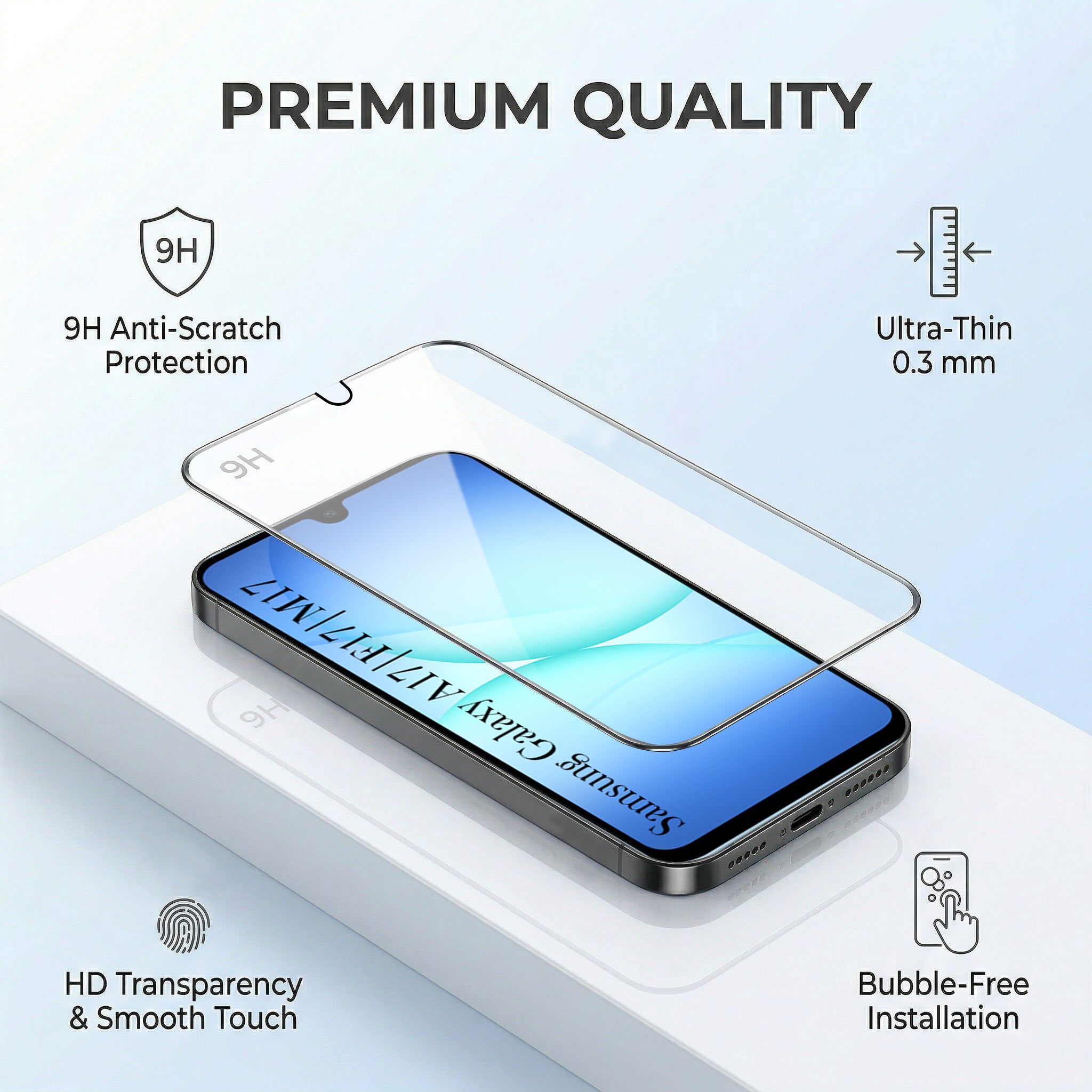 For Samsung Galaxy A17 | Samsung F17 | Samsung M17 5G Combo with Back Cover and 9H Tempered Glass ( Lifetime Anti-Yellow | Crystal Clear Shockproof | Oleophobic Coating Screen Glass)