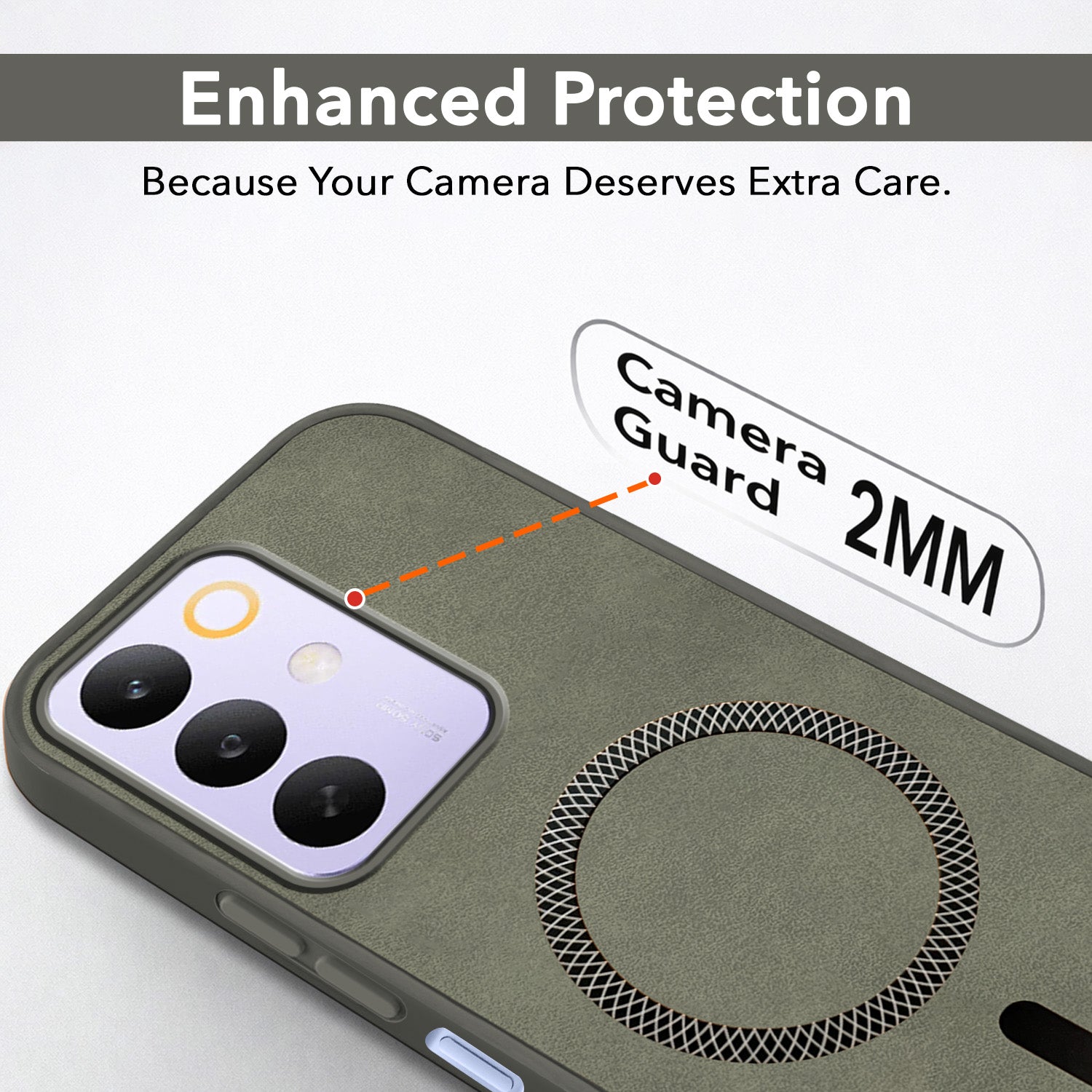 For Realme C85 5G | Realme Narzo 90x Back Cover Case Leather Finish (MagSafe Compatible Wireless Charging | Soft Touch | Camera Bump Protection)