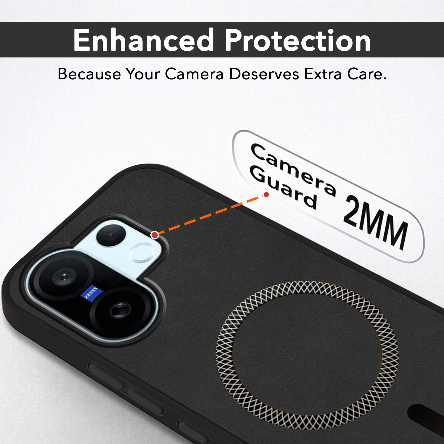 For Vivo X200 FE Back Cover Case Leather Finish (MagSafe Compatible Wireless Charging | Soft Touch | Camera Bump Protection)