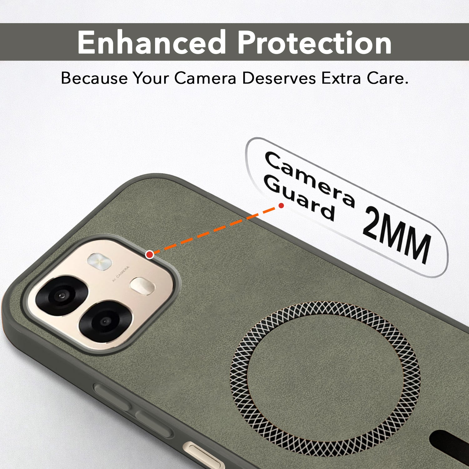 For Oppo A6 Pro Back Cover Case Leather Finish (MagSafe Compatible Wireless Charging | Soft Touch | Camera Bump Protection)