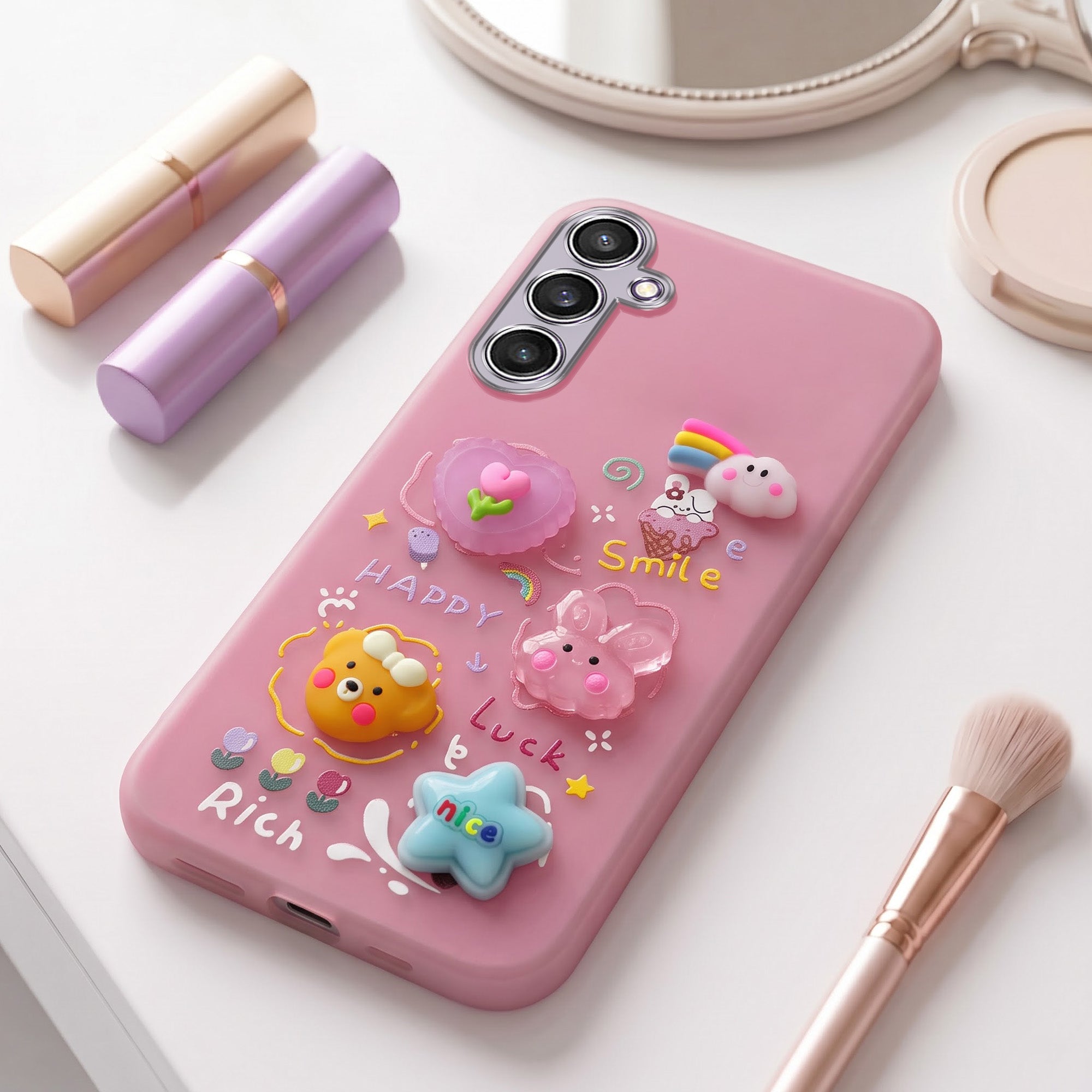 For Samsung Galaxy S23 FE 5G Back Cover Case (3D Cute Cartoons | Hard Back Side Soft | Matte Premium Finish | HD Printing)