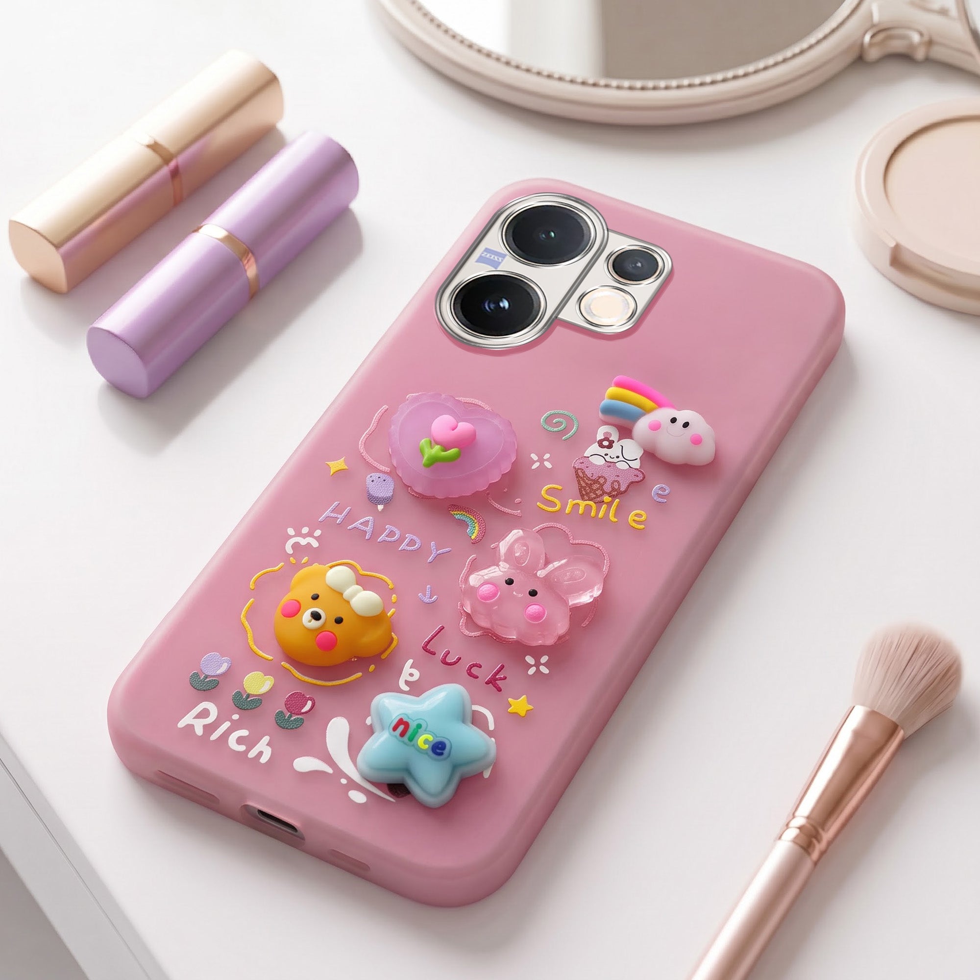 For Vivo V60 | Vivo T4 Pro Back Cover Case (3D Cute Cartoons | Hard Back Side Soft | Matte Premium Finish | HD Printing)