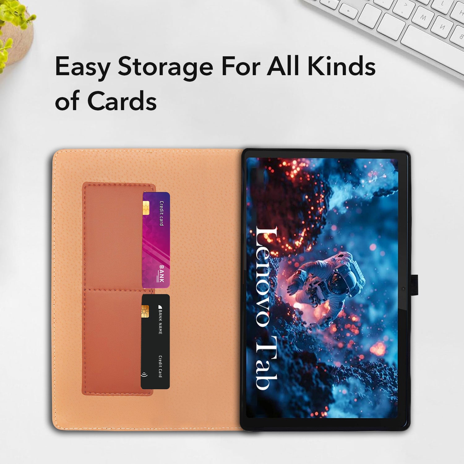 For Lenovo Tab 10.1 Inch (TB311XU) Flip Cover Folio Cover (PU Leather | Multi-Angle Smart Stand | Card Storage Slots | Silicone Back Pouch)