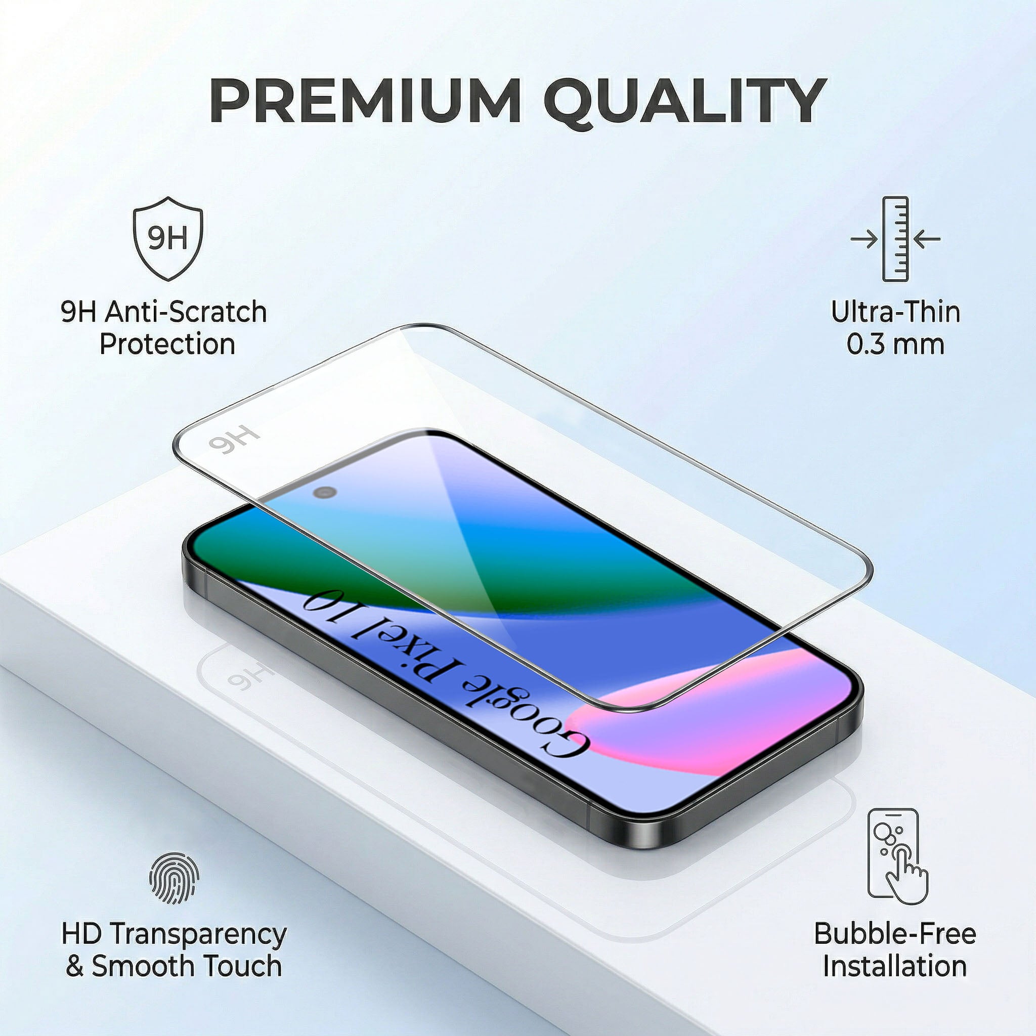 For Google Pixel 10 Combo with Back Cover and 9H Tempered Glass (Lifetime Anti-Yellow | Crystal Clear Shockproof | Oleophobic Coating Screen Glass)