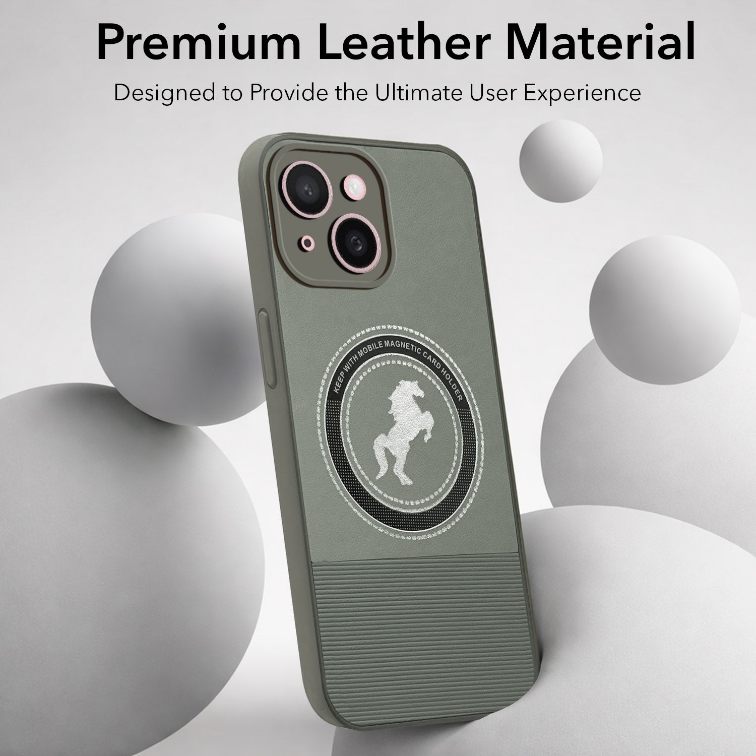 For Apple iPhone 15 Back Cover Case PU Leather Finish (Professional Minimalist Texture | MagSafe Compatile | Camera Protection | Sleek Sober Formal)