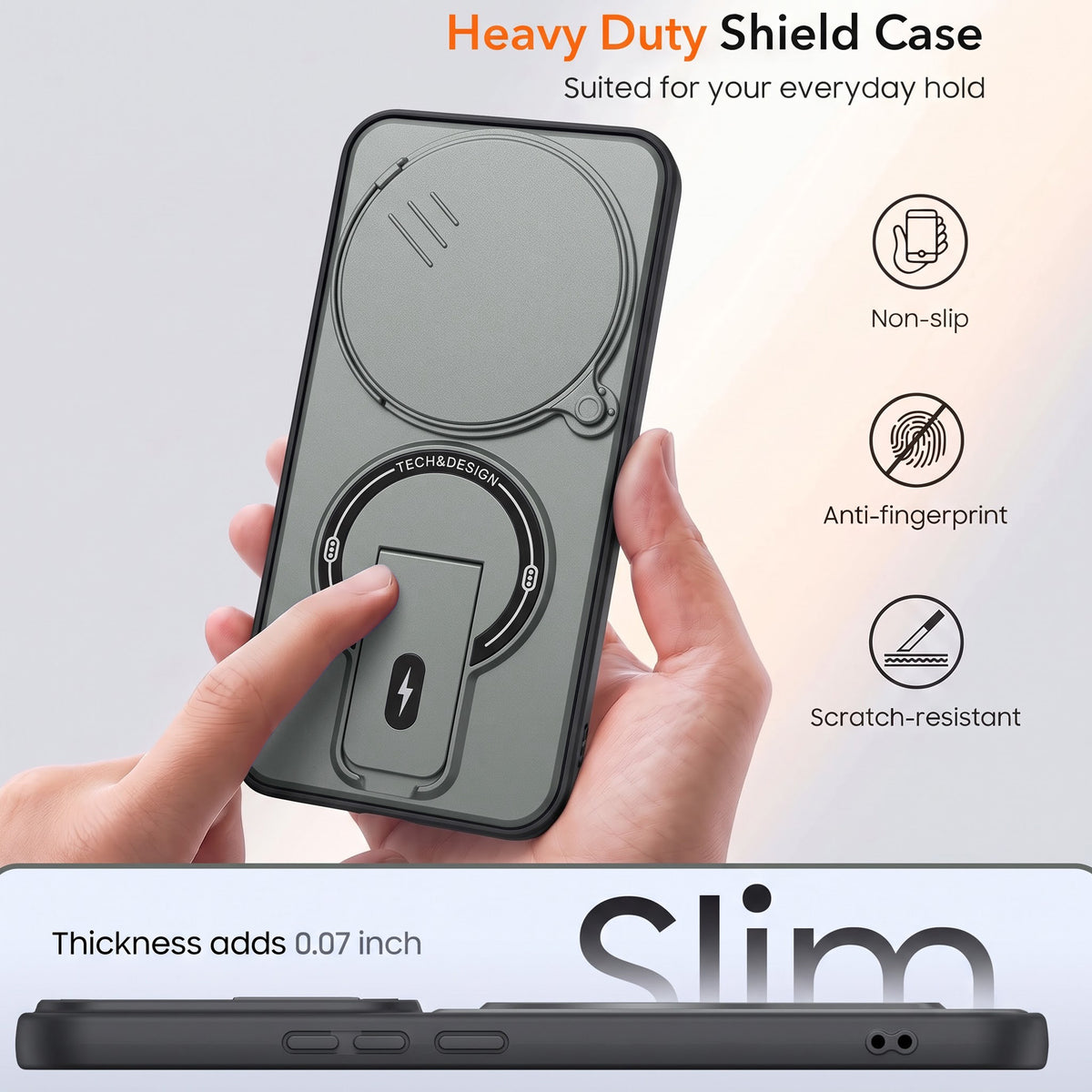 For Vivo T4 Back Case Cover Metallic (Hybrid Armor Kickstand | Sliding Shutter Camera Protection | MagSafe Compatible)