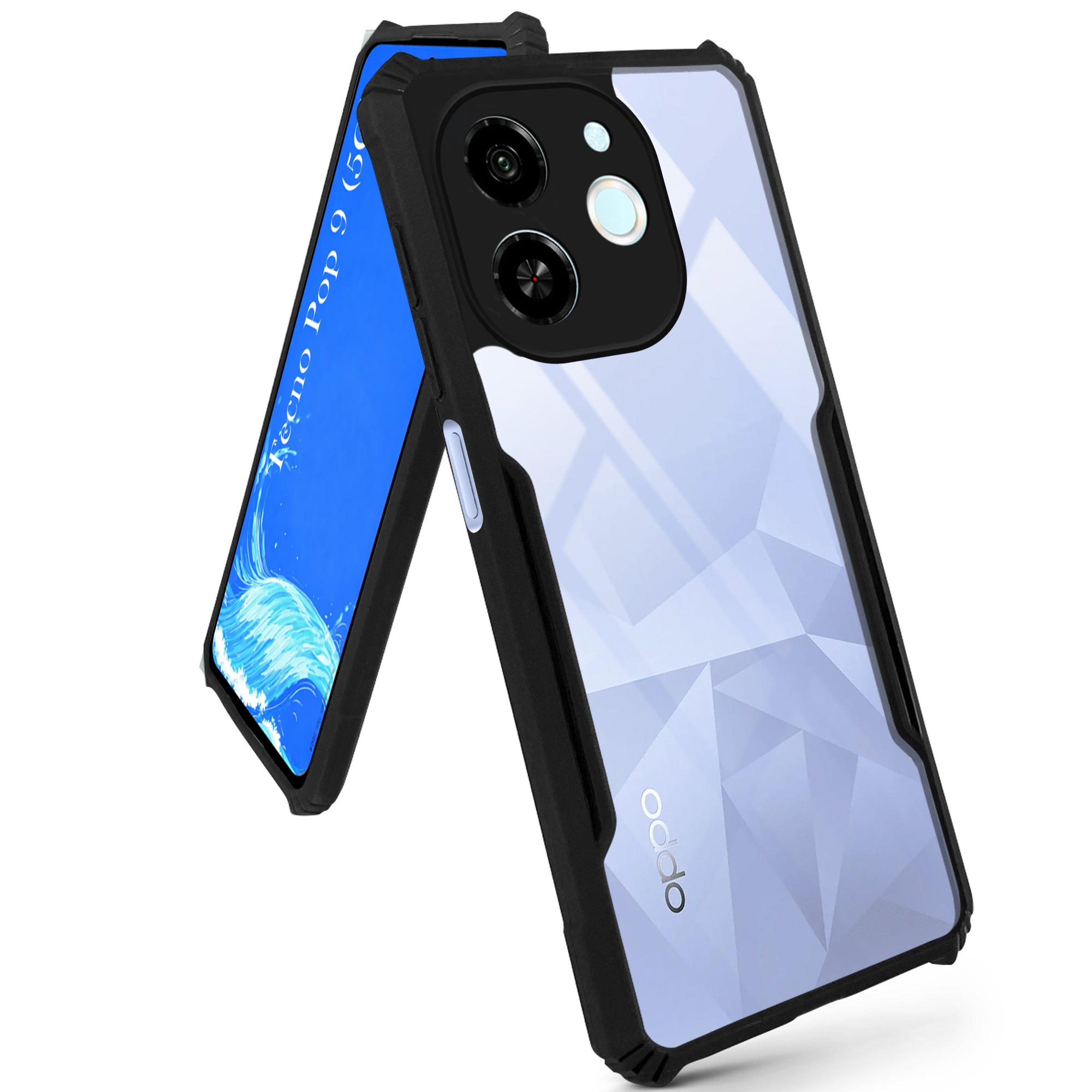 For Tecno Pop 9 5G | Tecno Spark 30C 5G Back Cover Case Hybrid (Shockproof with Polycarbonate Clear Panel | Professional Black)