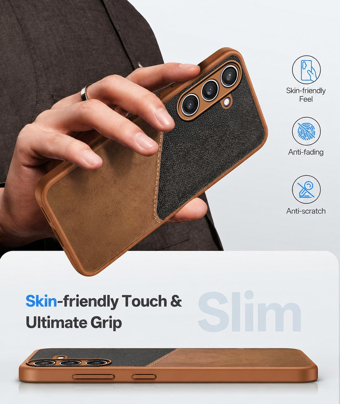 For Samsung Galaxy S23 FE 5G Back Cover Case (Dual PU Leather Stitch | Professional Minimalist | Soft and Flexible)
