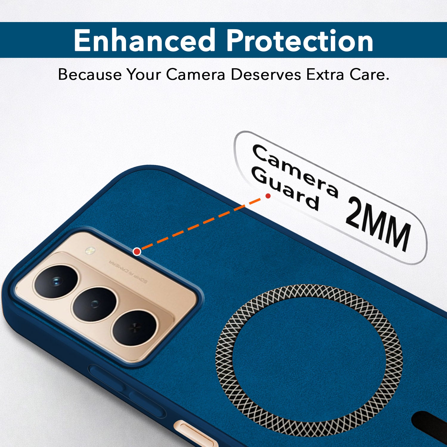For Realme P3x Back Cover Case Leather Finish (MagSafe Compatible Wireless Charging | Soft Touch | Camera Bump Protection)