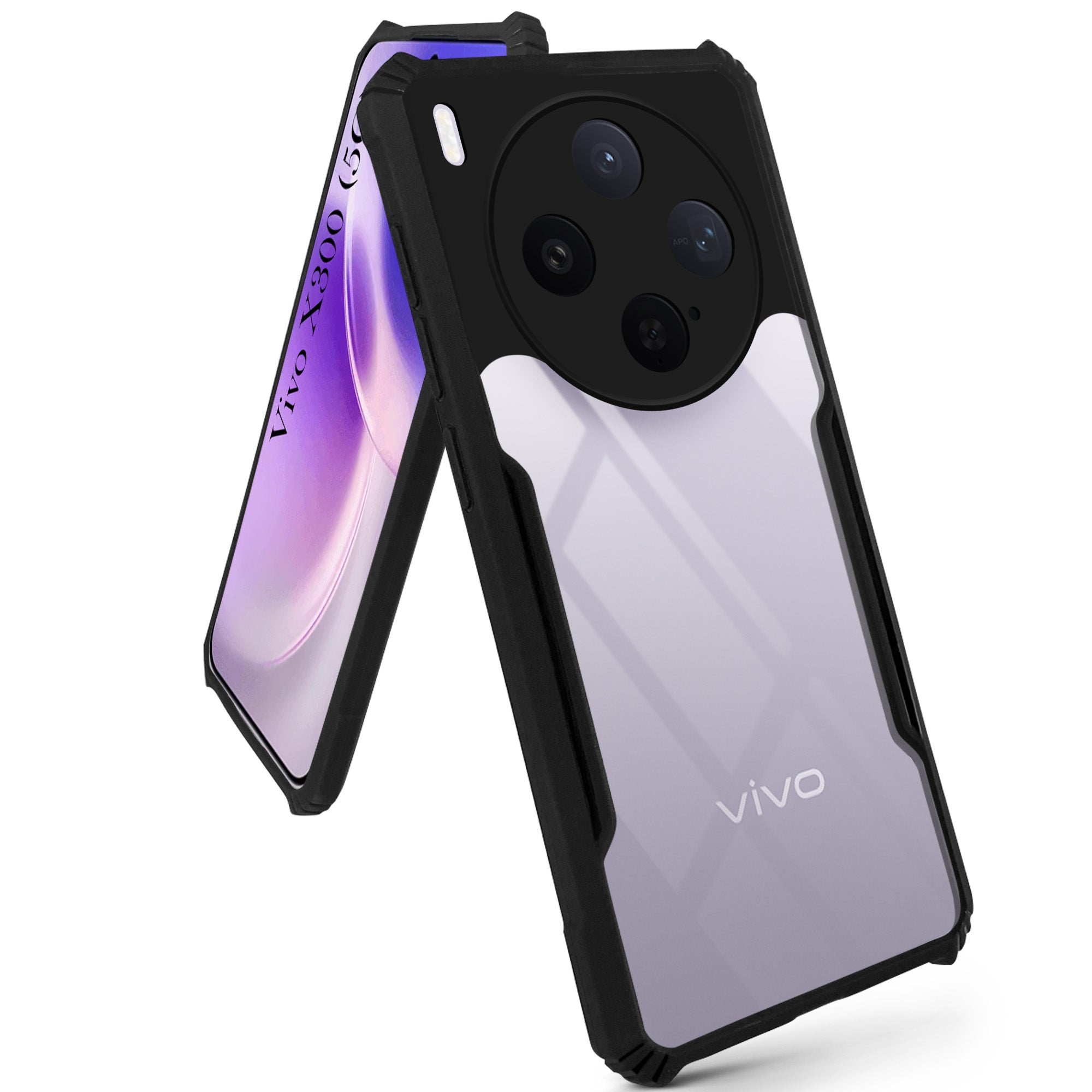 For Vivo X300 5G Back Cover Case Hybrid (Shockproof with Polycarbonate Clear Panel | Professional Black)