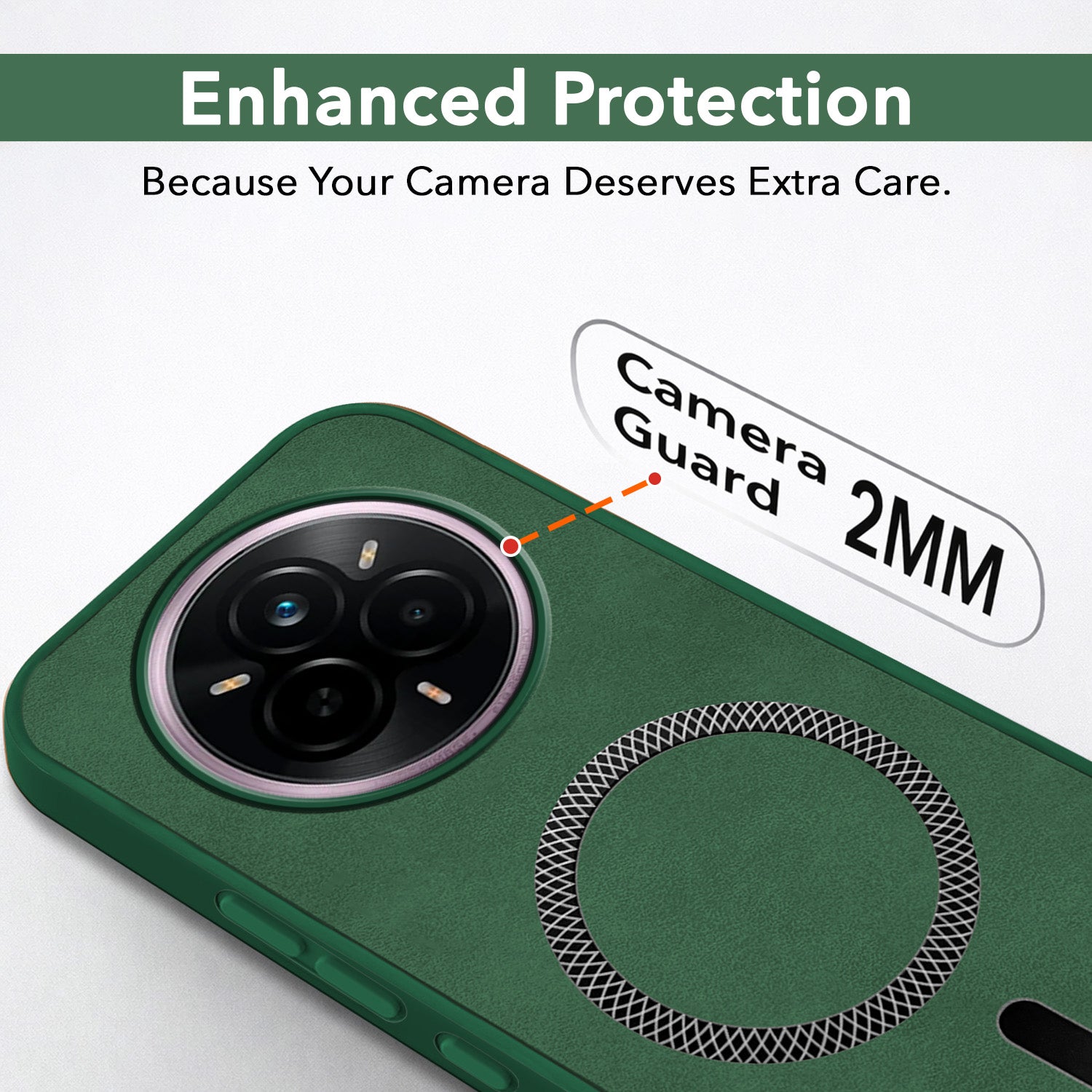 For Realme 14 Pro Back Cover Case Leather Finish (MagSafe Compatible Wireless Charging | Soft Touch | Camera Bump Protection)