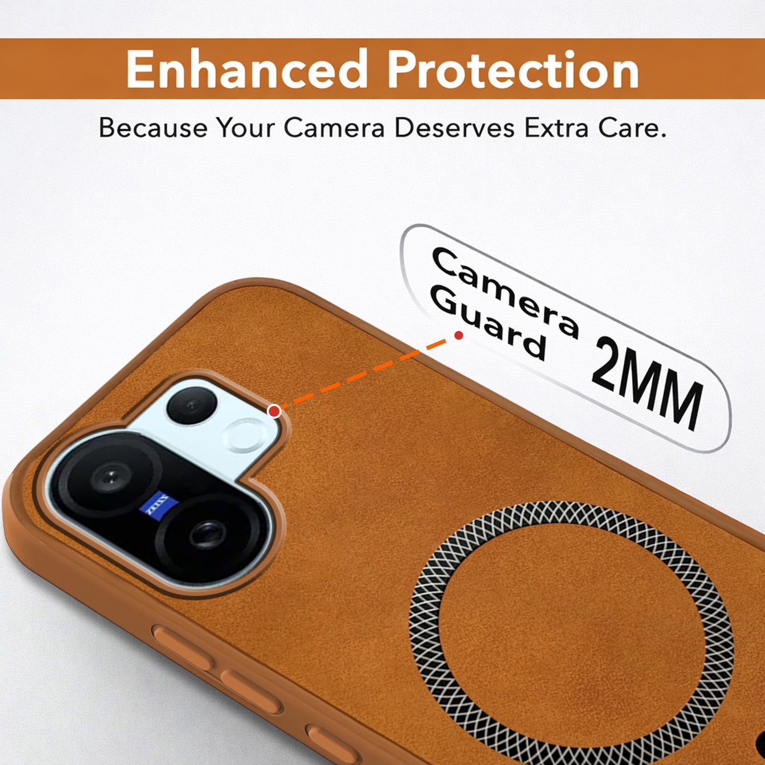 For Vivo X200 FE Back Cover Case Leather Finish (MagSafe Compatible Wireless Charging | Soft Touch | Camera Bump Protection)