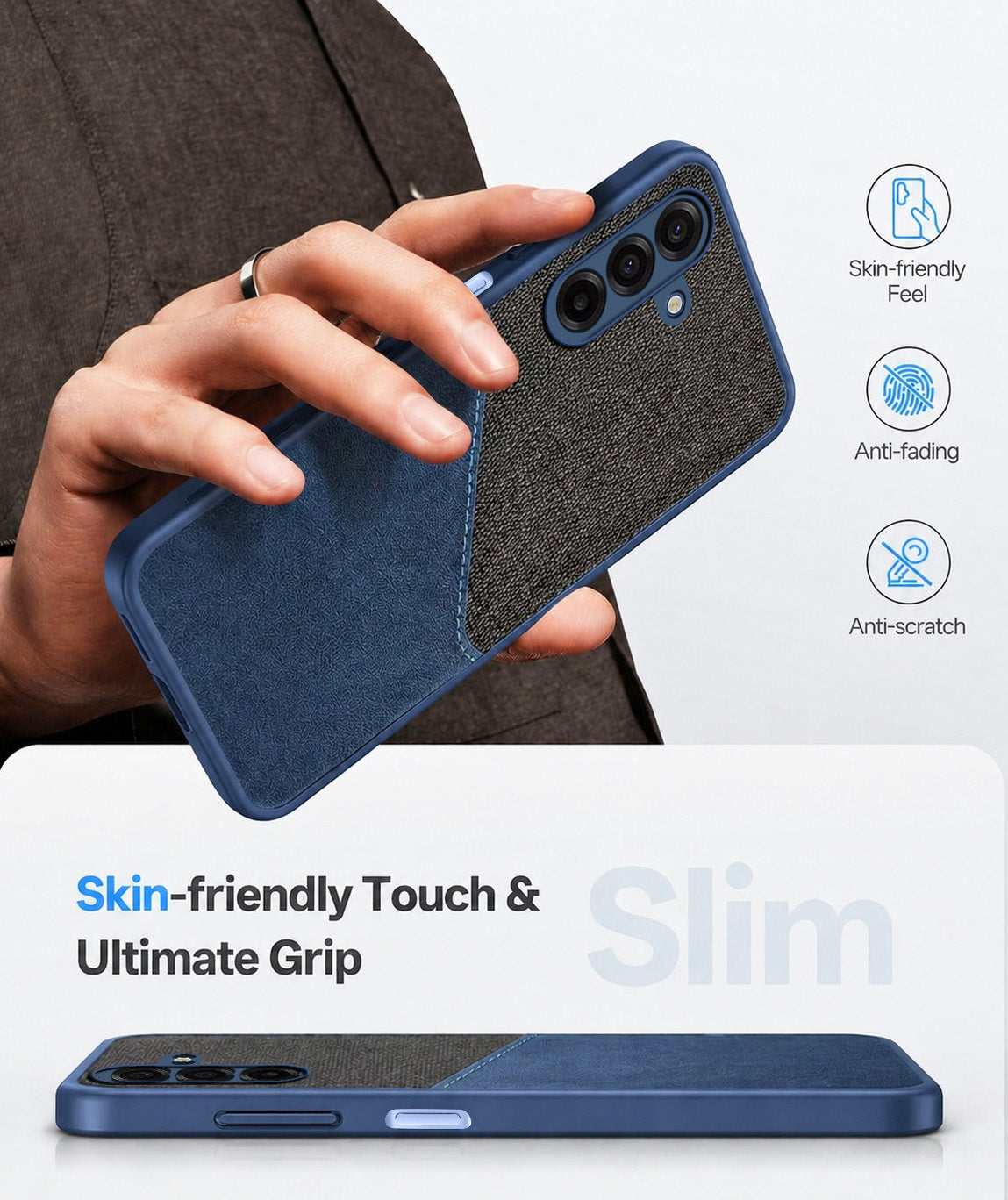 For Samsung Galaxy A17 | Samsung F17 | Samsung M17 5G Back Cover Case (Dual PU Leather Stitch | Professional Minimalist | Soft and Flexible)