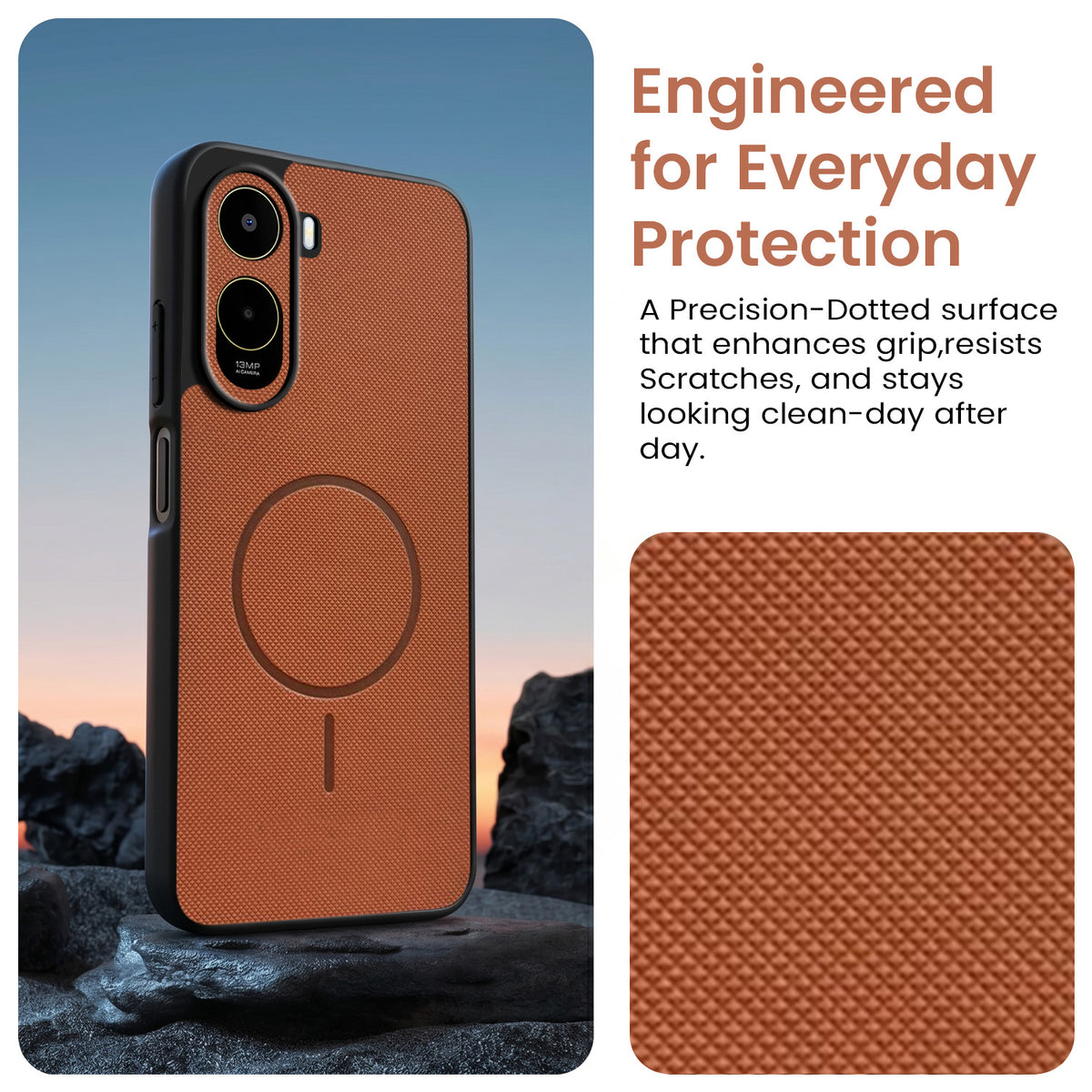 For Poco C81 5G Back Cover Case PU Leather (Texture Grip Design | Professional Minimalist | Camera Protection | Soft and Flexible)