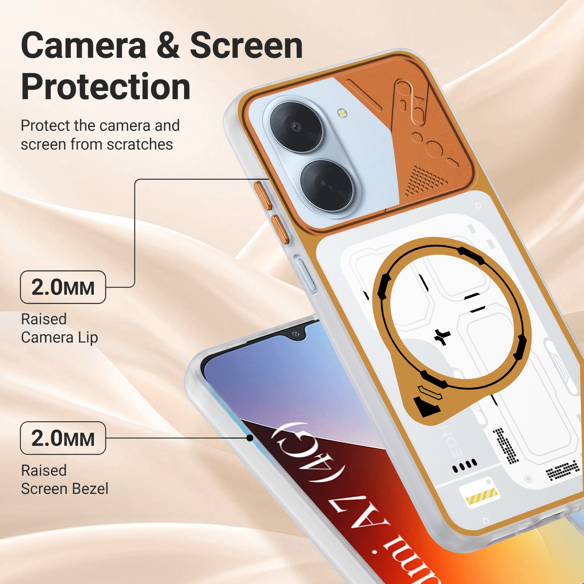 For Redmi A7 4G Metallic Back Cover Case (Metallic Camera Protection & Buttons | Translucent Milky Shade | Hard Polycarbonate)