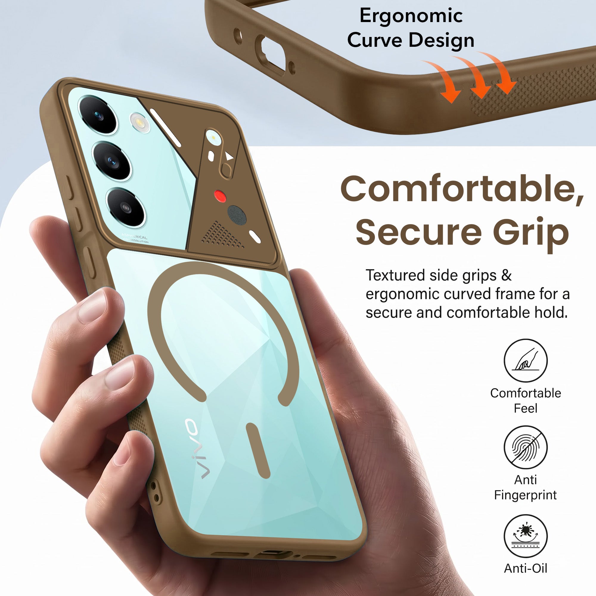 For Vivo T3 5G Back Cover Case Lifetime Anti-Yellow Clear (Camera Protection | Side Grip | Wireless MagSafe Compatible)