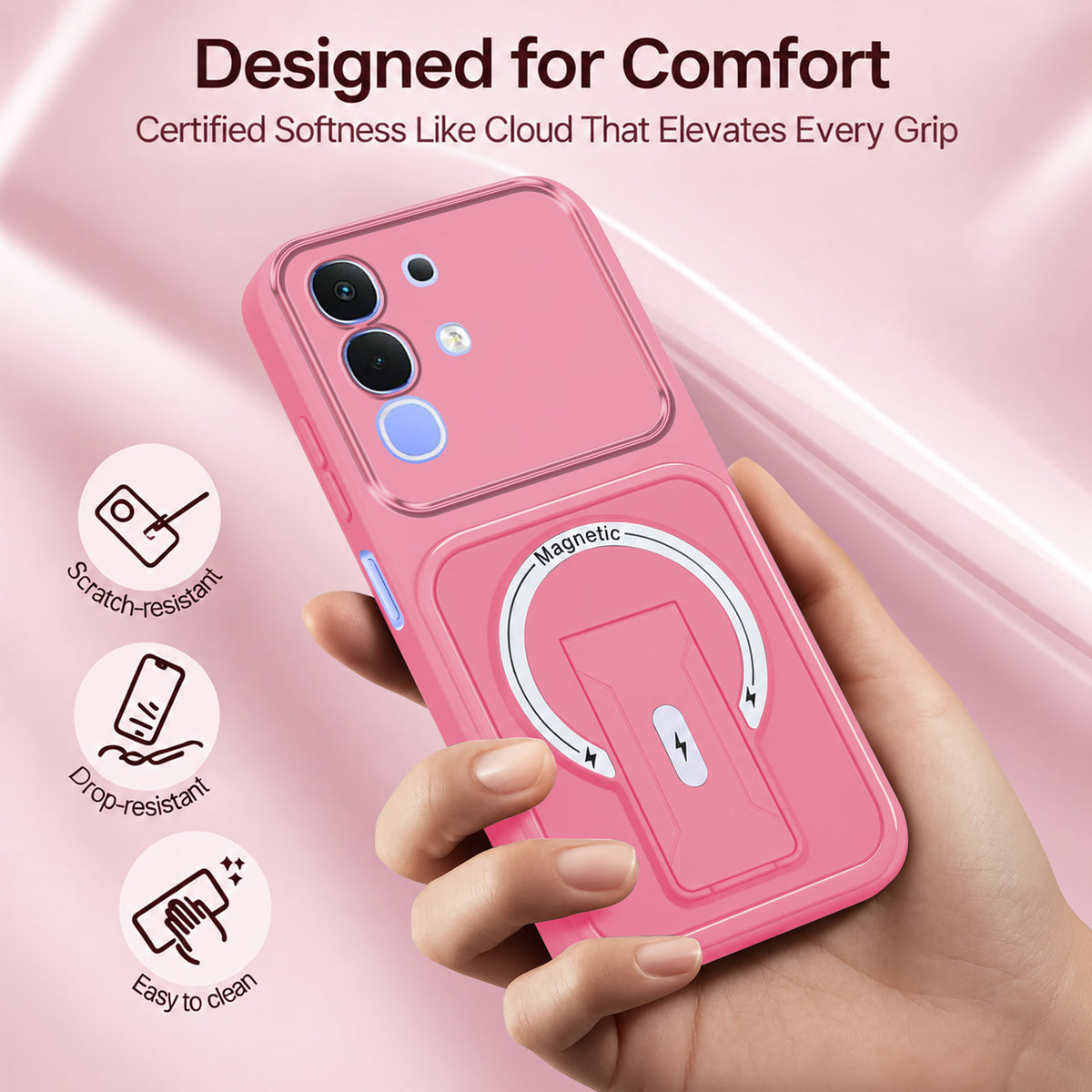 For Vivo iQOO Z10x Back Case Cover Metallic (Hybrid Armor Kickstand | MagSafe Compatible | Camera Protection Shockproof)