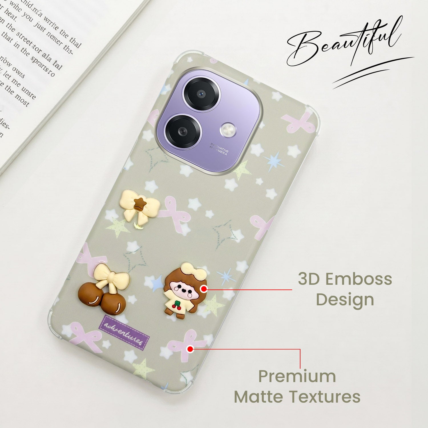 For Oppo A3X (4G/5G) | Oppo A3 5G Back Cover Case (3D Cute Cartoons | Hard Back Side Soft | Matte Premium Finish | HD Printing)