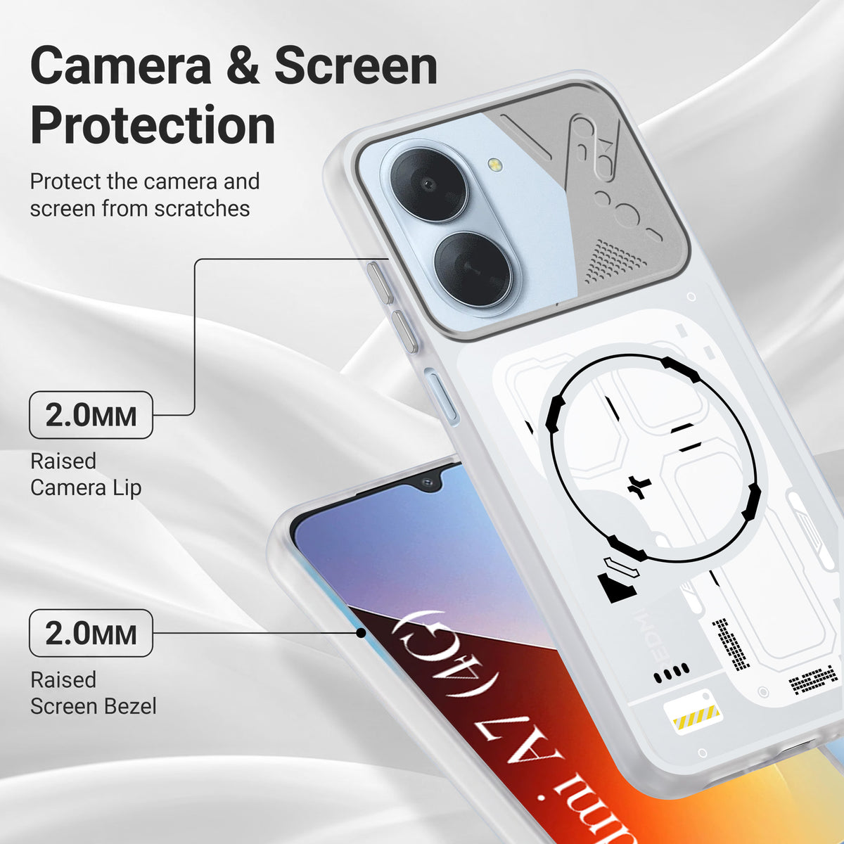 For Redmi A7 4G Metallic Back Cover Case (Metallic Camera Protection & Buttons | Translucent Milky Shade | Hard Polycarbonate)