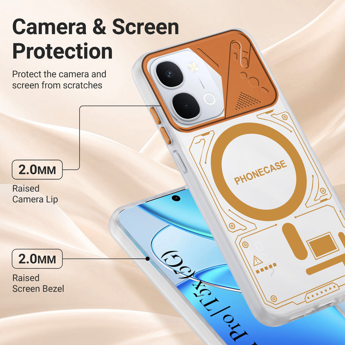 For Vivo Y51 Pro 5G | Vivo T5x Metallic Back Cover Case (Metallic Camera Protection & Buttons | Translucent Milky Shade | Hard Polycarbonate)