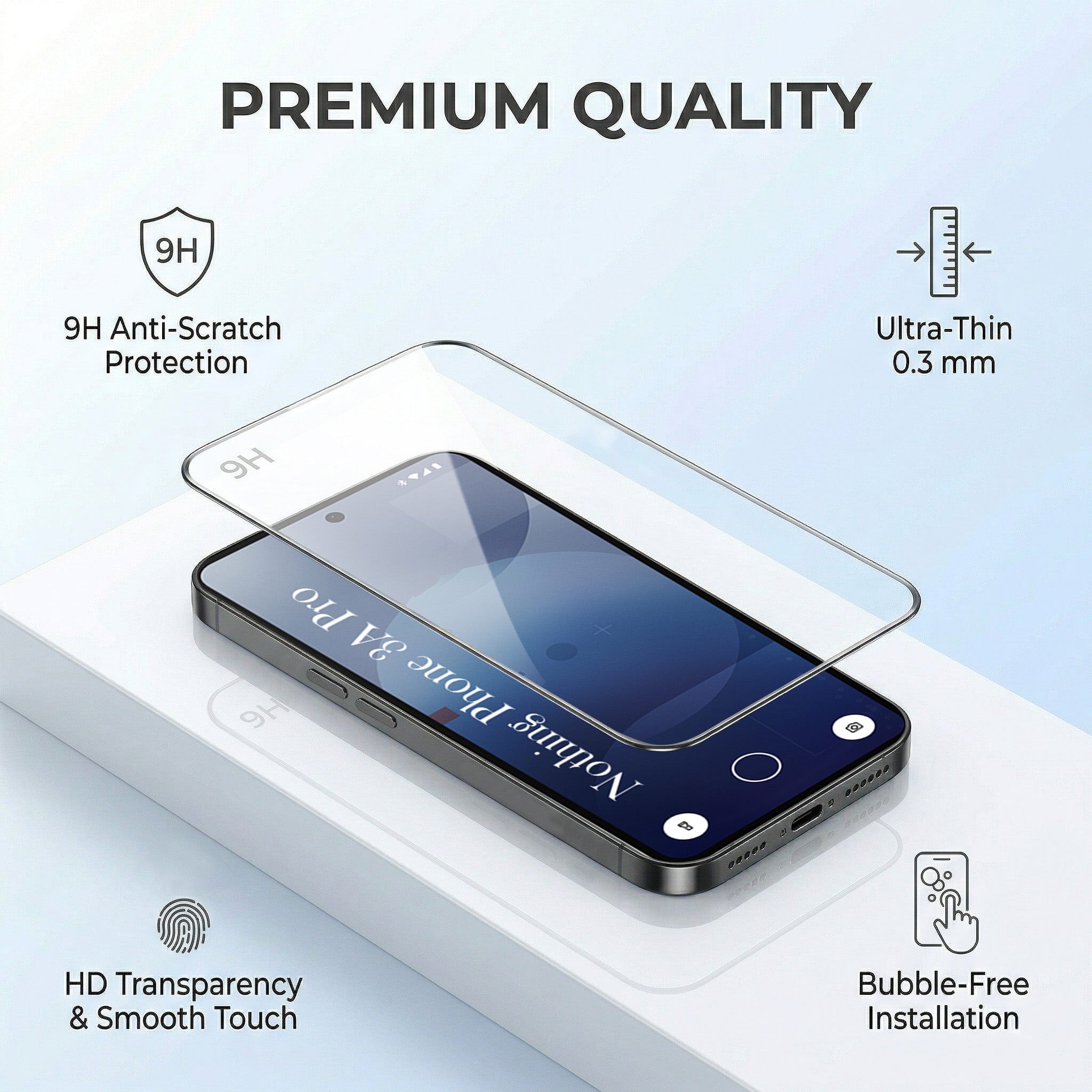 For Nothing Phone 3A Pro 5G Combo with Back Cover and 9H Tempered Glass (Lifetime Anti-Yellow | Crystal Clear Shockproof | Oleophobic Coating Screen Glass)