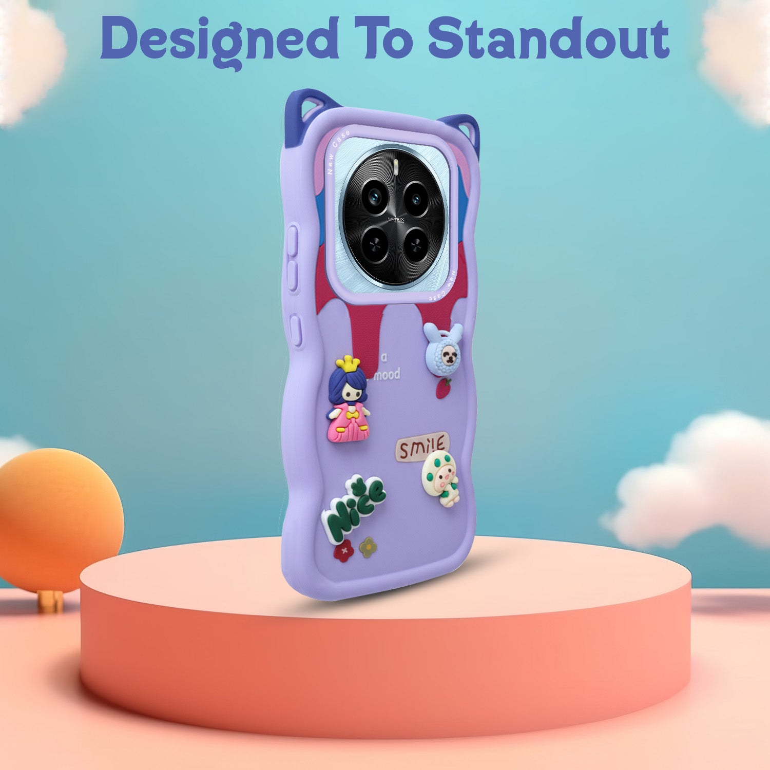 For Realme P1 5G Back Case Cover (3D Embossed Figures | Strap Holder | 360* Soft Cushion with Camera Bump)
