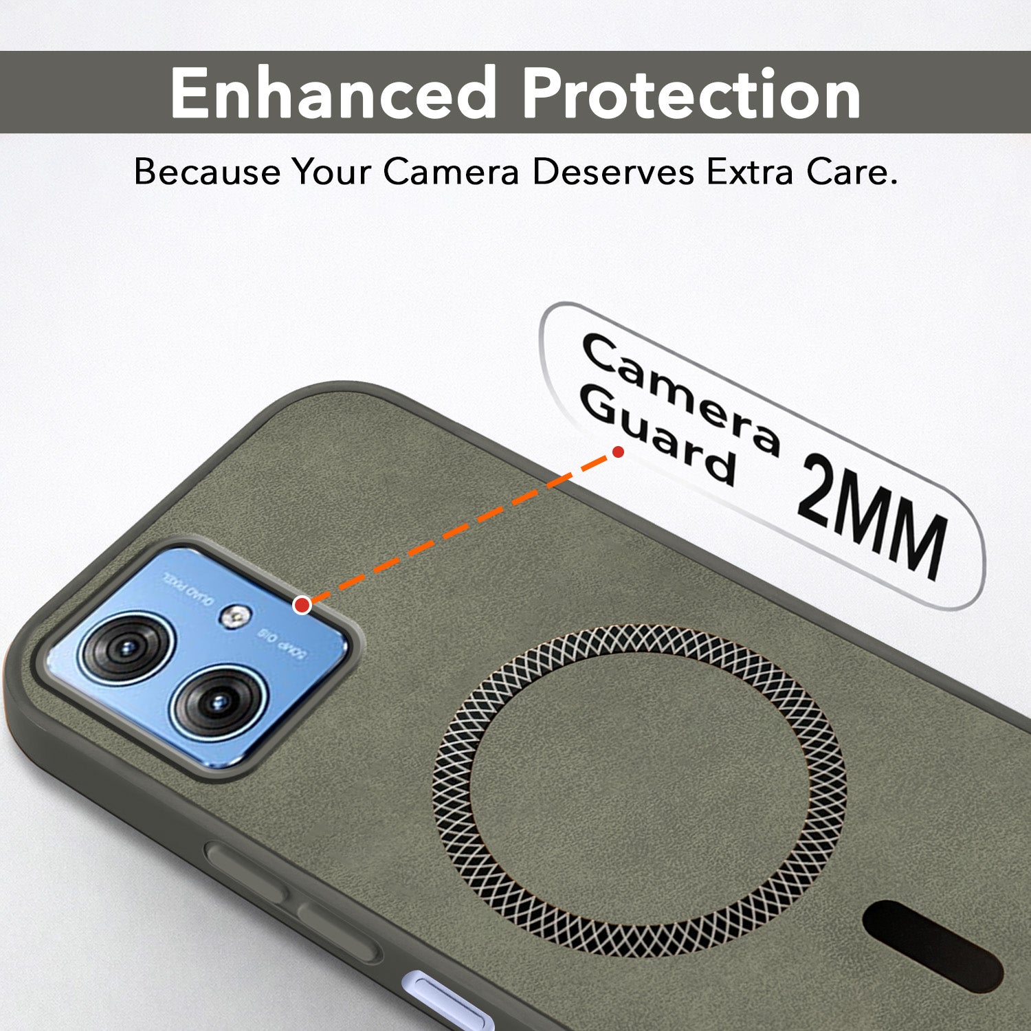 For Motorola Moto G64 5G Back Cover Case Leather Finish (MagSafe Compatible Wireless Charging | Soft Touch | Camera Bump Protection)