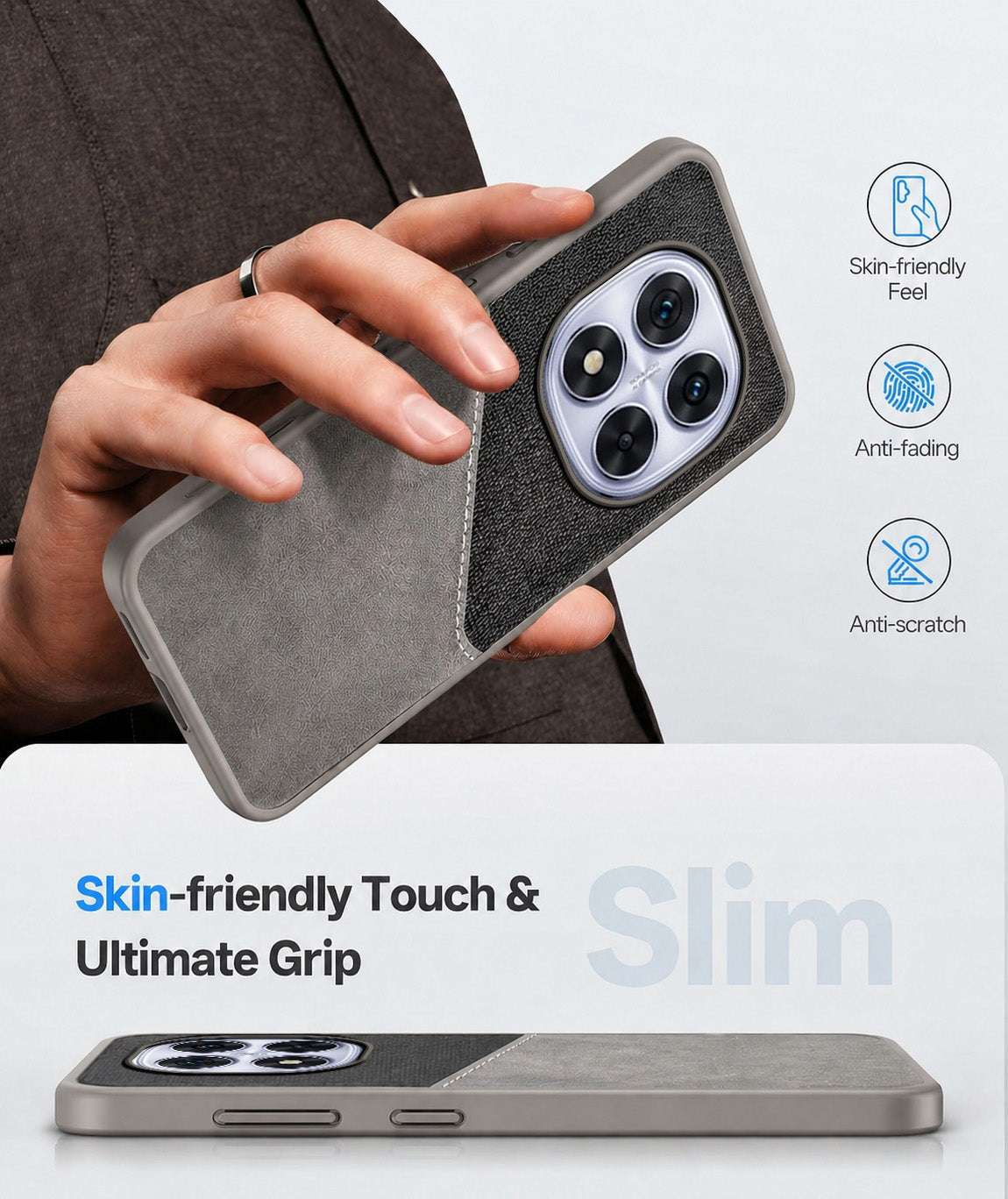 For Redmi Note 14 Pro Back Cover Case (Dual PU Leather Stitch | Professional Minimalist | Soft and Flexible)