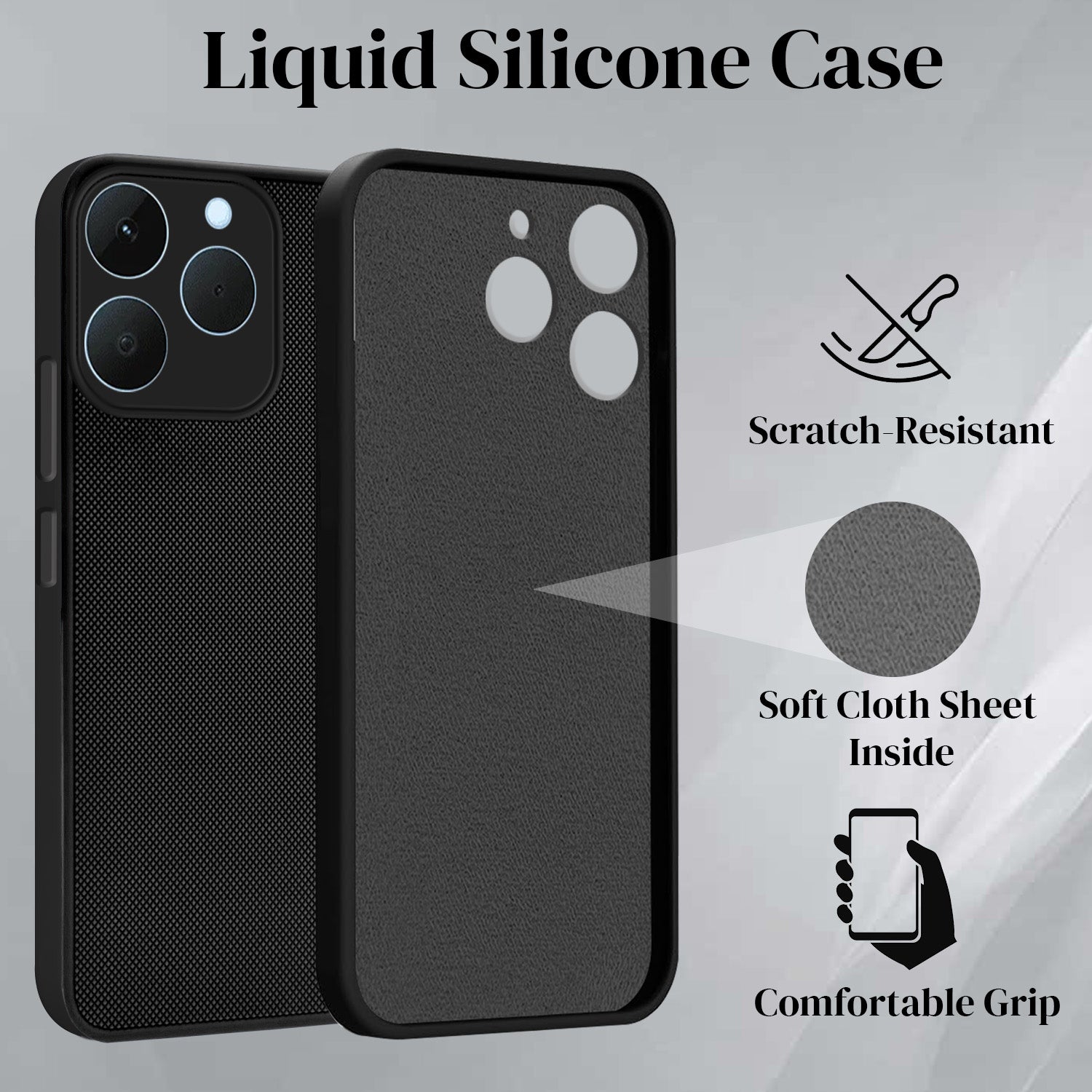 For Realme 15T | Realme Narzo 90 Back Cover Case (Textured Grip Design | Micro-Fiber Cloth Inside | Slim and Light Weight | Soft Touch and Feel)