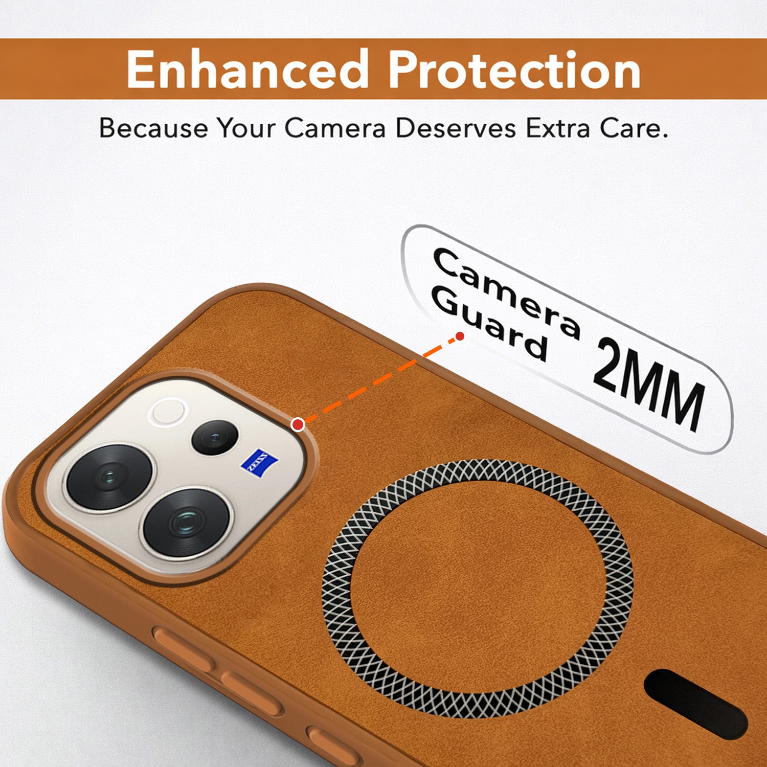 For Vivo V70 | Vivo V70 Elite 5G Back Cover Case Leather Finish (MagSafe Compatible Wireless Charging | Soft Touch | Camera Bump Protection)