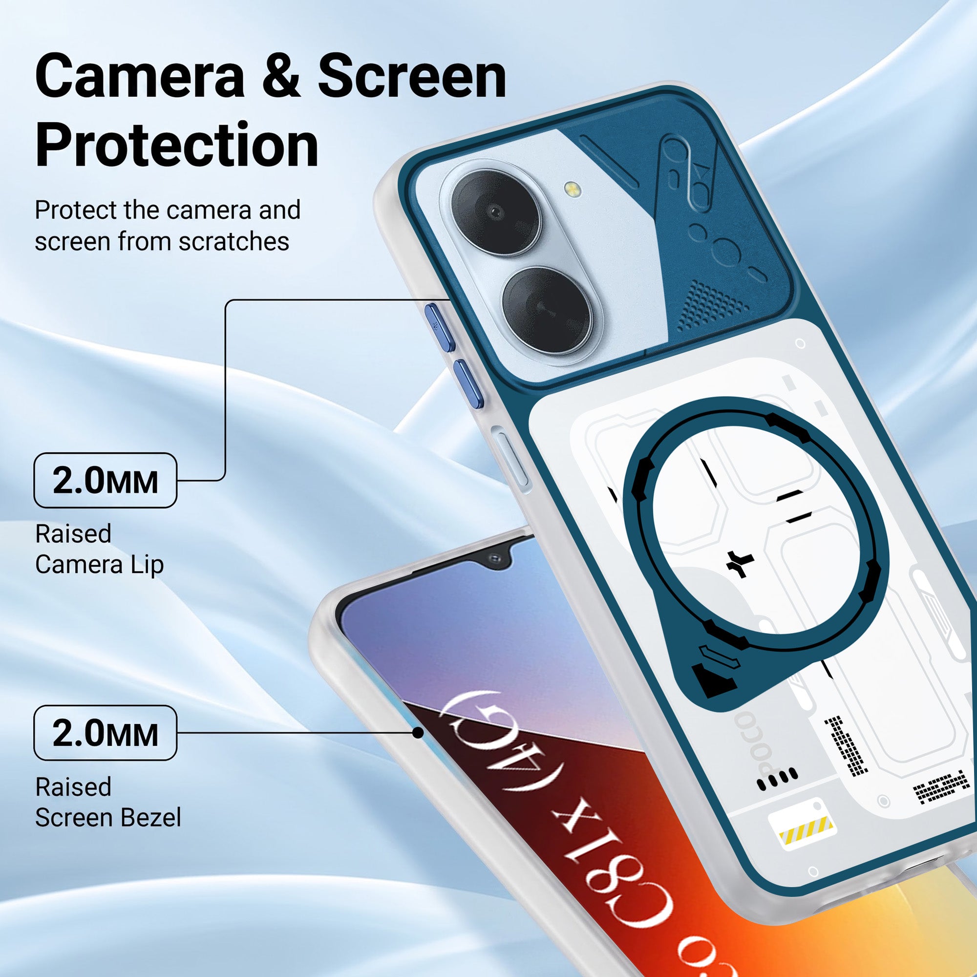 For Poco C81x Metallic Back Cover Case (Metallic Camera Protection & Buttons | Translucent Milky Shade | Hard Polycarbonate)