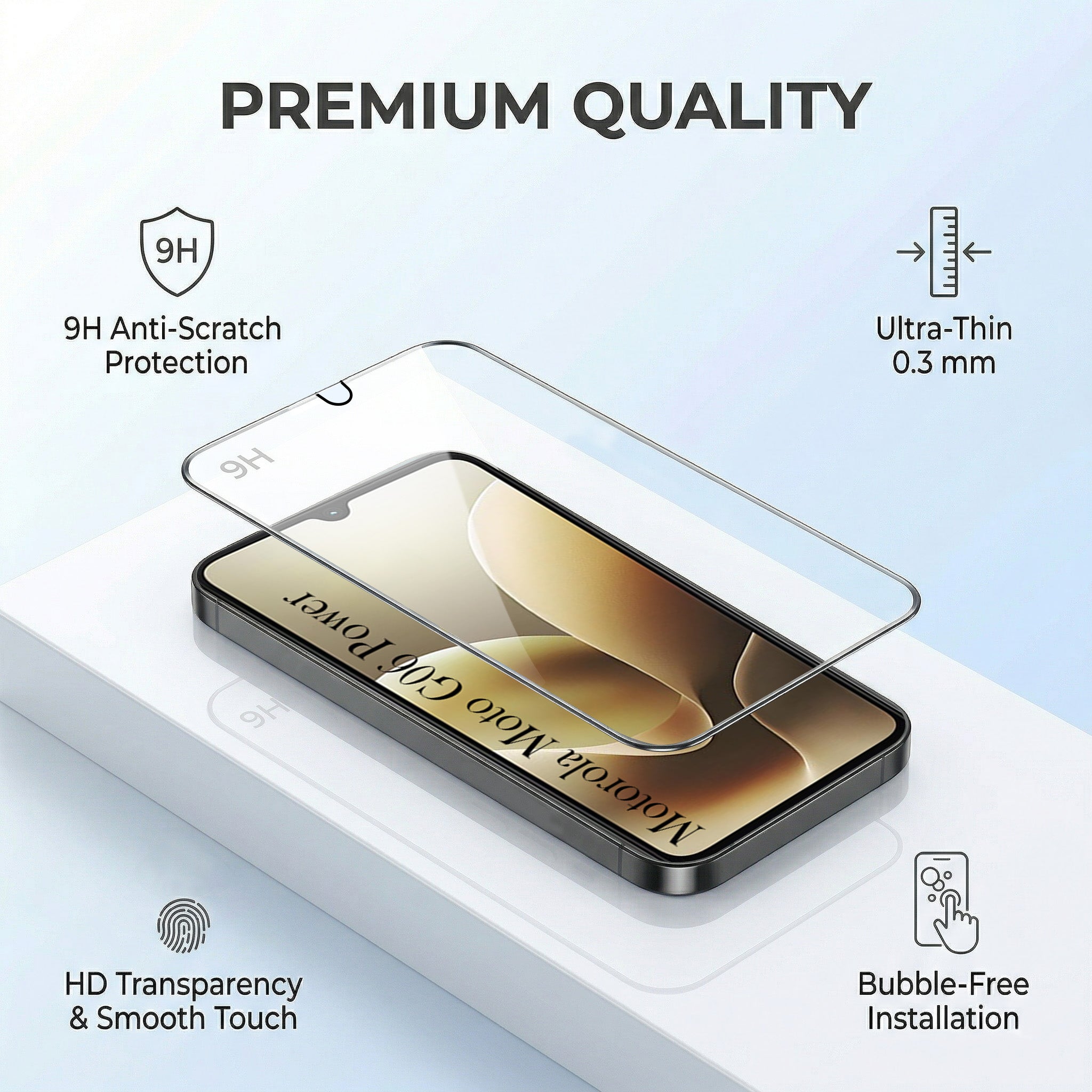 For Motorola Moto G06 Power Combo with Back Cover and 9H Tempered Glass (Lifetime Anti-Yellow | Crystal Clear Shockproof | Oleophobic Coating Screen Glass)
