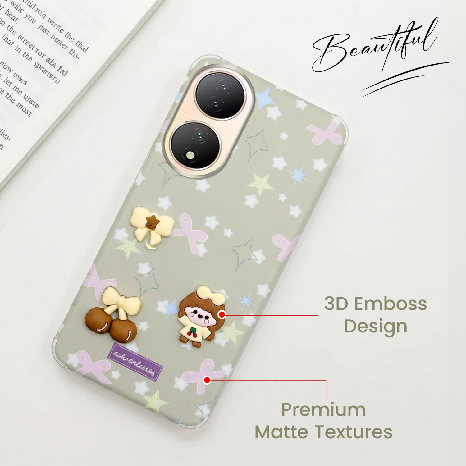 For Vivo Y100 Back Cover Case (3D Cute Cartoons | Hard Back Side Soft | Matte Premium Finish | HD Printing)