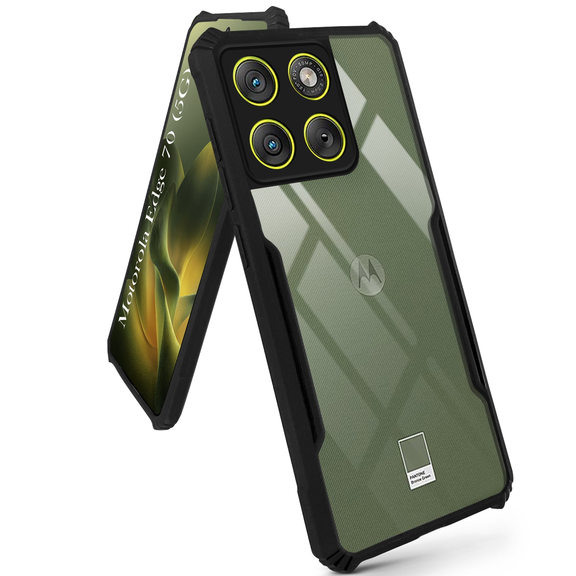 For Motorola Moto Edge 70 Back Cover Case Hybrid (Shockproof with Polycarbonate Clear Panel | Professional Black)