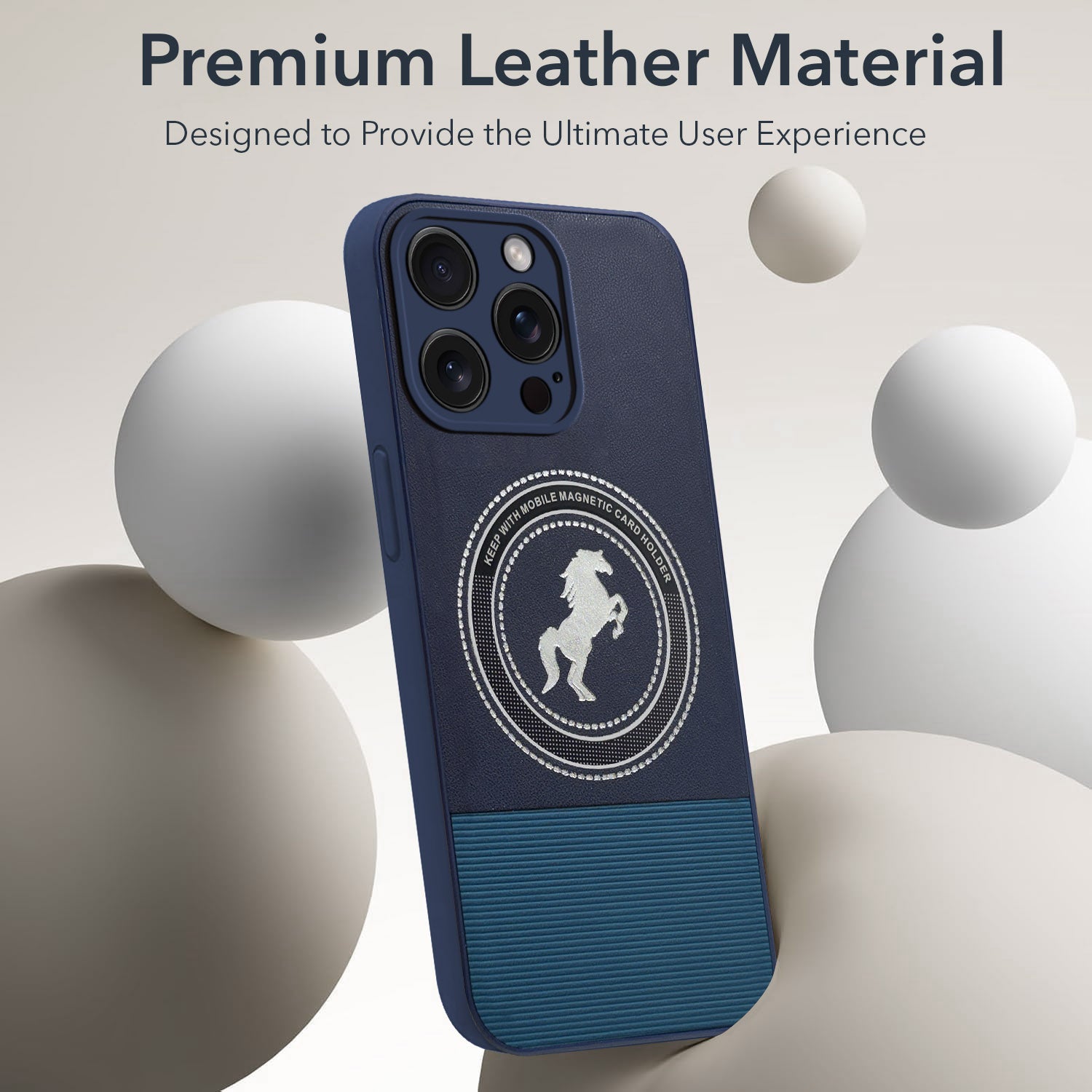 For Apple iPhone 15 Pro Max Back Cover Case PU Leather Finish (Professional Minimalist Texture | MagSafe Compatile | Camera Protection | Sleek Sober Formal)