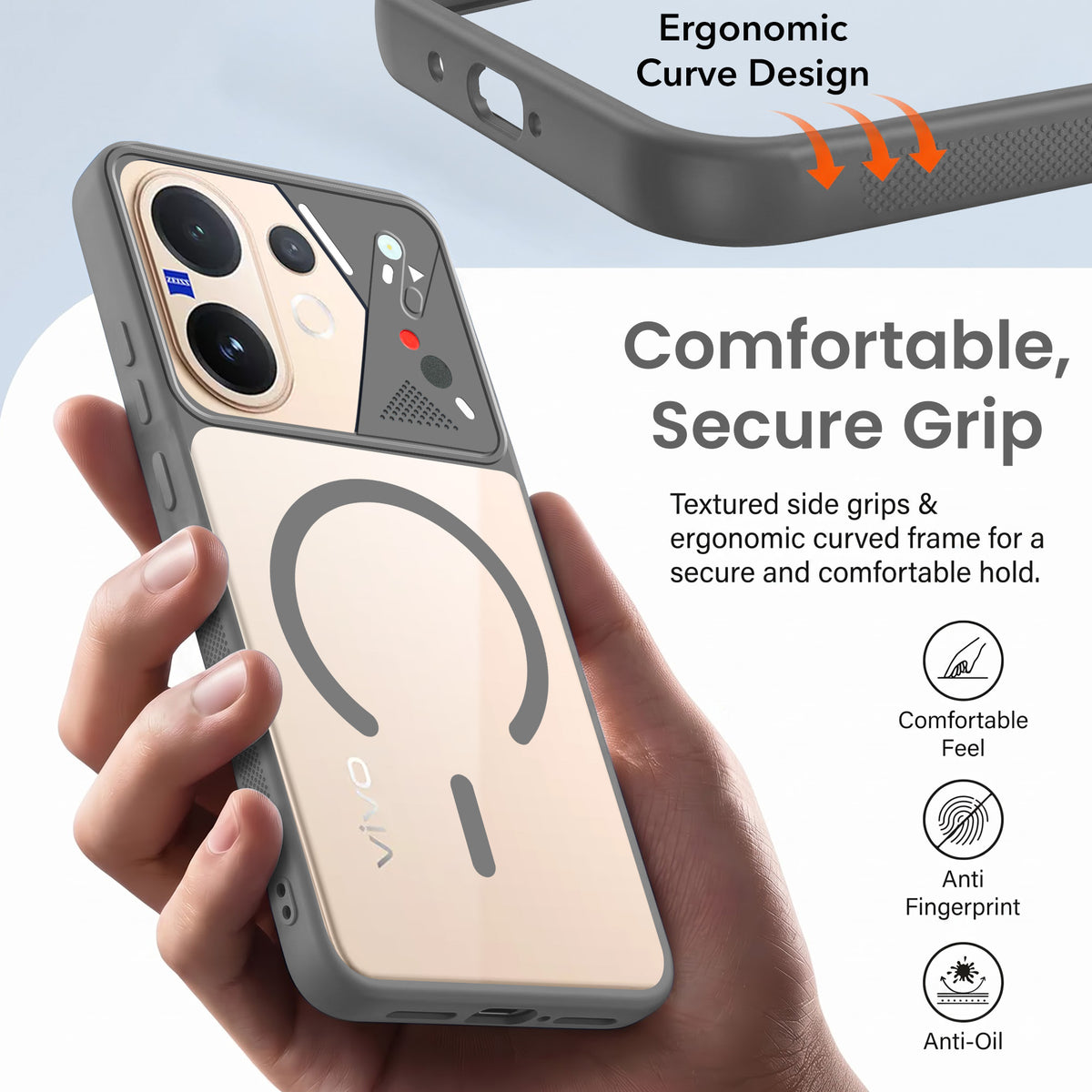 For Vivo V60 | Vivo T4 Pro Back Cover Case Lifetime Anti-Yellow Clear (Camera Protection | Side Grip | Wireless MagSafe Compatible)