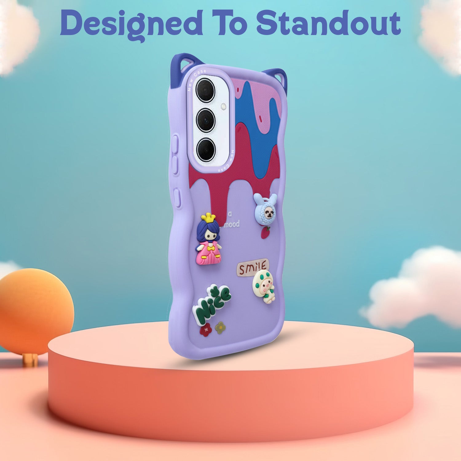 For Samsung Galaxy A35 5G Back Case Cover Strap (3D embossed Figures | Strap Holder | 360* Soft Cushion with Camera Bump)