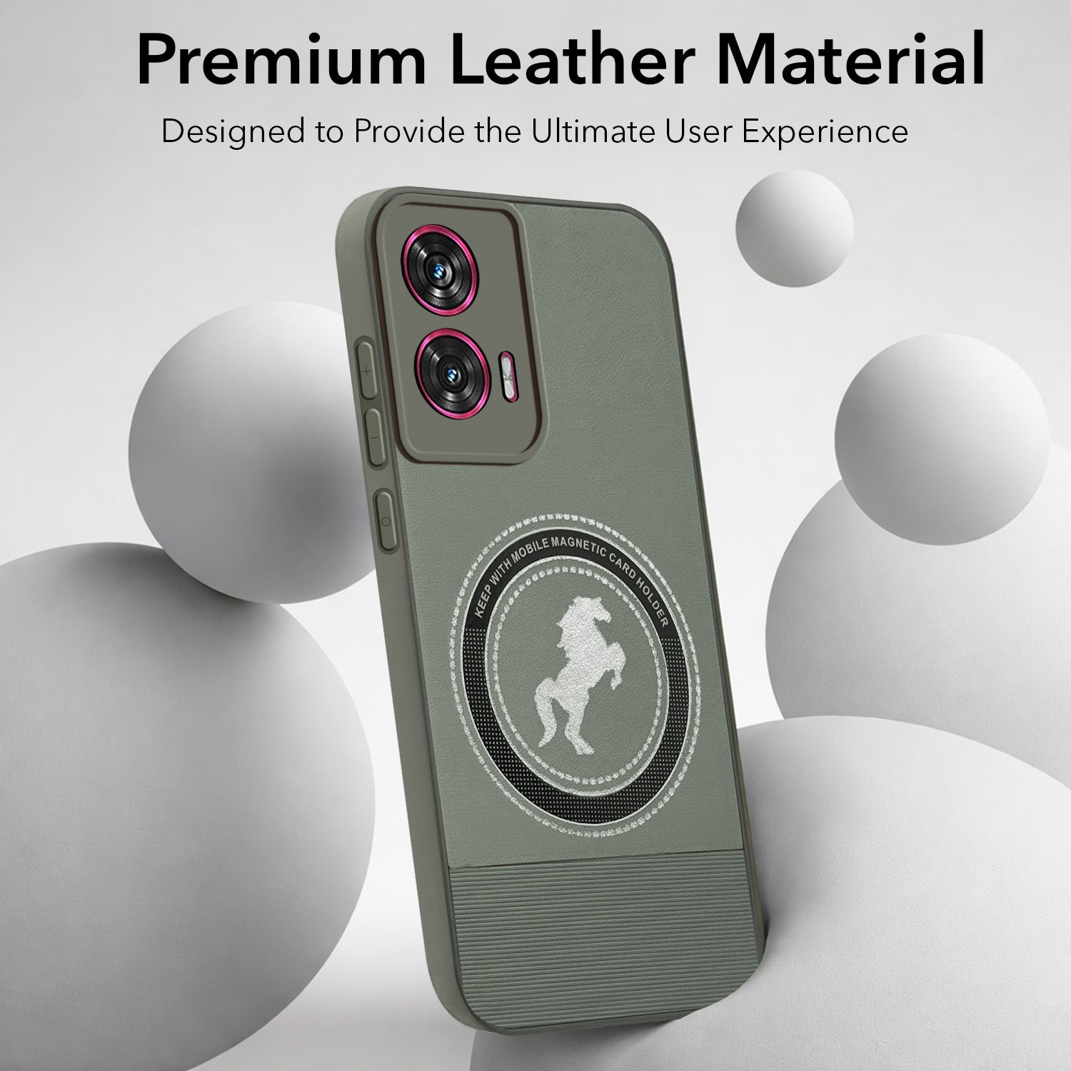 For Motorola Moto Edge 50 Fusion Back Cover Case PU Leather Finish (Professional Minimalist Texture | MagSafe Compatile | Camera Protection | Sleek Sober Formal)