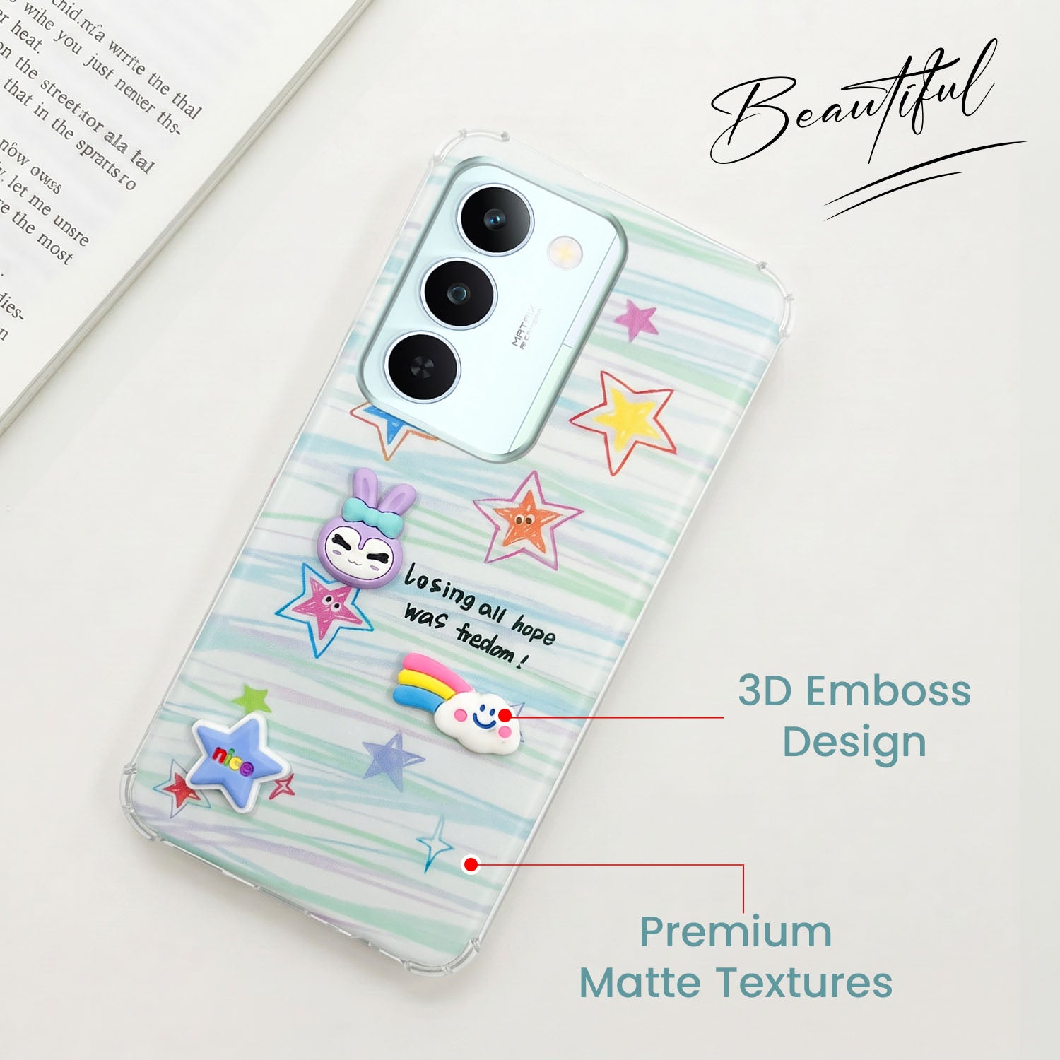For Realme P4 Lite 5G | Realme Narzo 100 Lite 5G Back Cover Case (3D Cute Cartoons | Hard Back Side Soft | Matte Premium Finish | HD Printing)