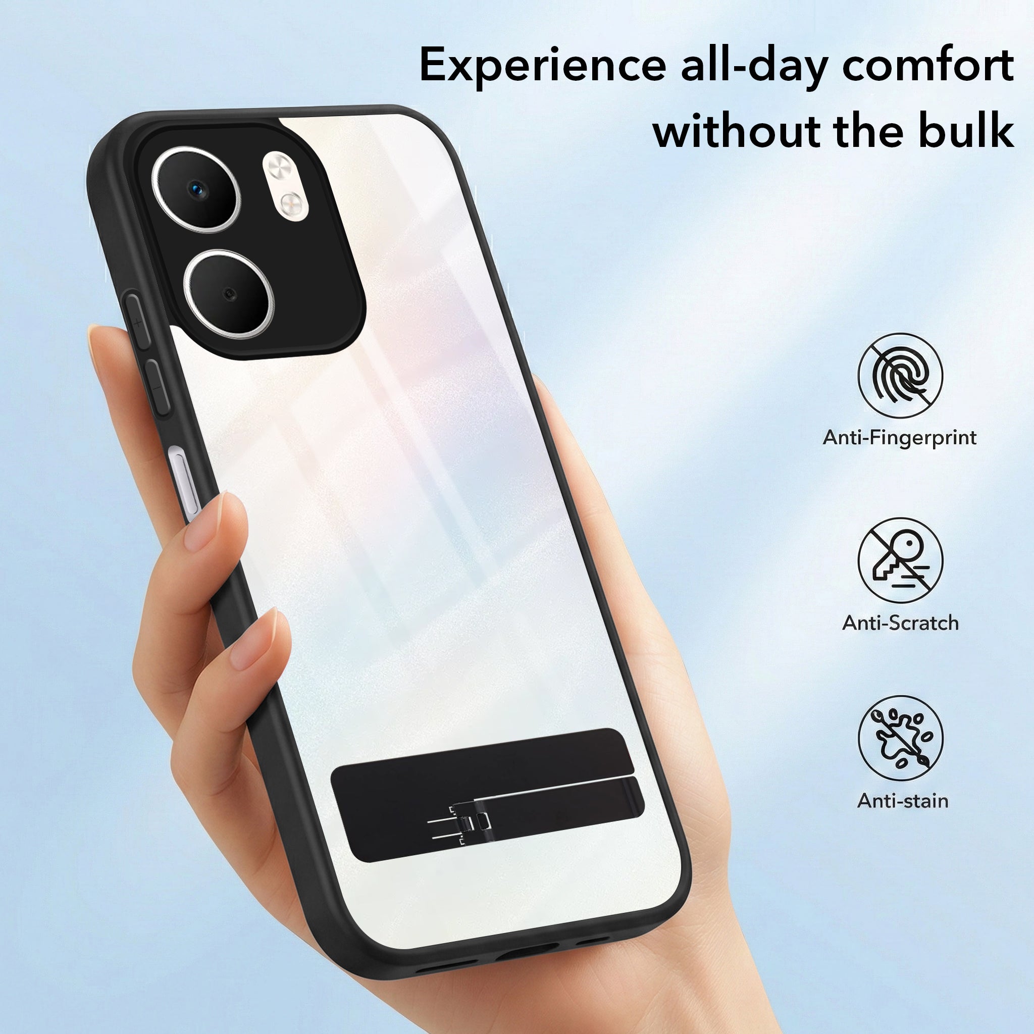For Oppo A5X Back Cover Case (Built-in Stand | Lifetime Anti Yellow | Kickstand Shockproof | Camera Protection | MagSafe Compatible)
