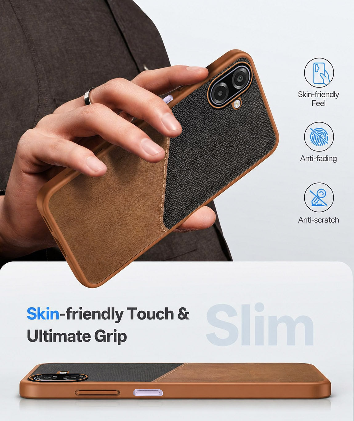 For Samsung Galaxy A07 4G Back Cover Case (Dual PU Leather Stitch | Professional Minimalist | Soft and Flexible)