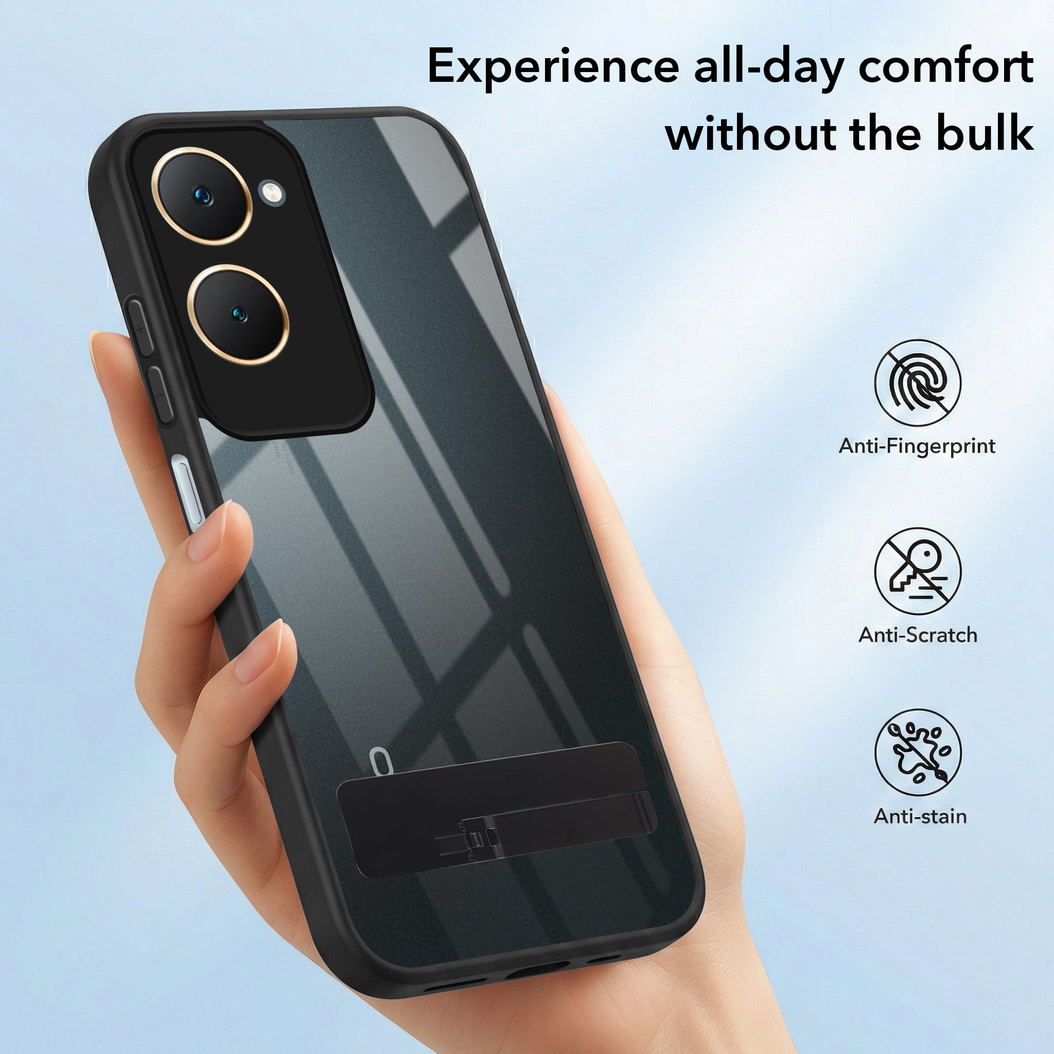 For Vivo Y18 | Y18e | Y03 | Y18i | Y18t Back Cover Case (Built-in Stand | Lifetime Anti Yellow | Kickstand Shockproof | Camera Protection | MagSafe Compatible)