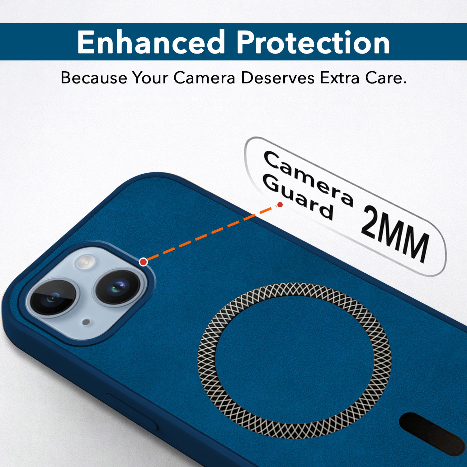For Apple iPhone 14 Back Cover Case (Sleek Leather Finish | MagSafe Compatible Wireless Charging | Camera Bump Protection)