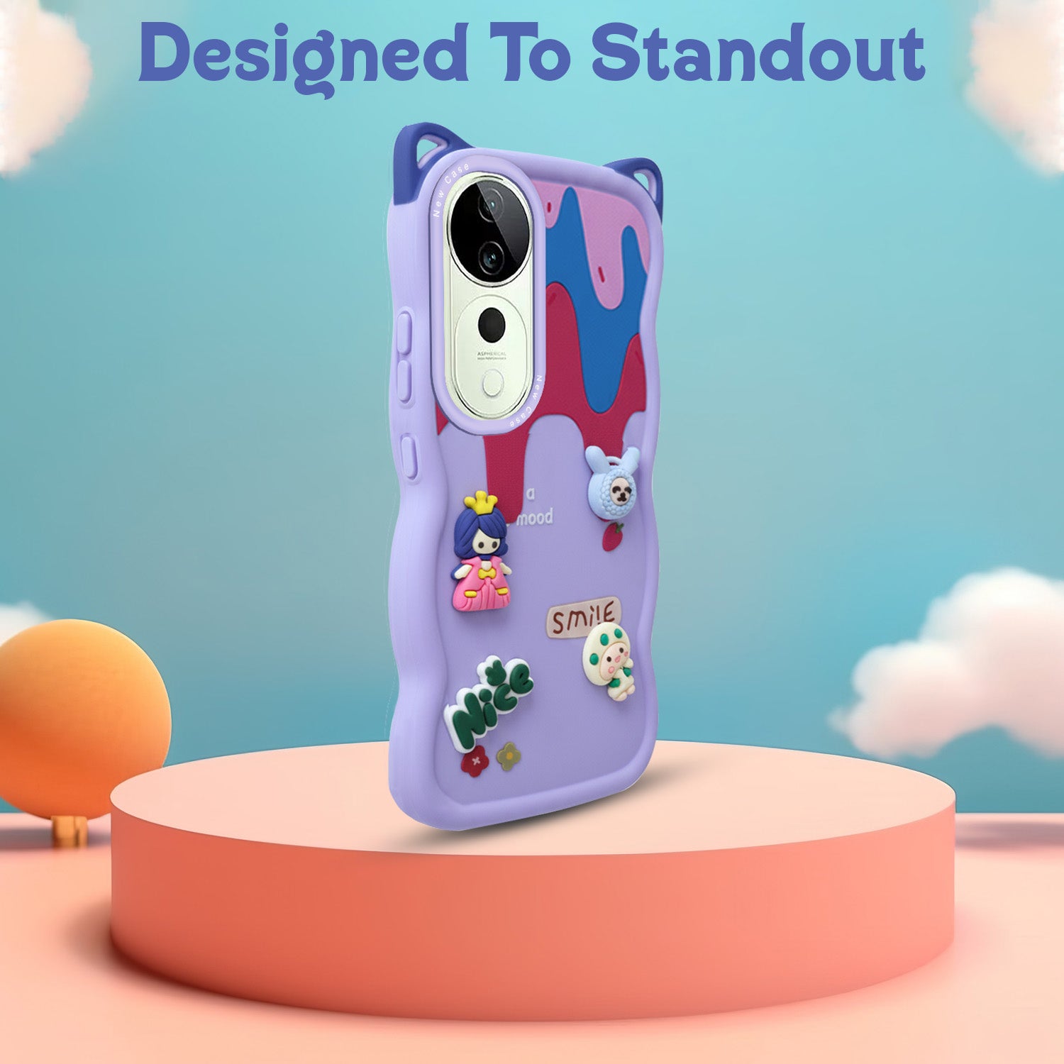 For Vivo T3 Ultra Back Case Cover Strap (3D embossed Figures | Strap Holder | 360* Soft Cushion with Camera Bump)