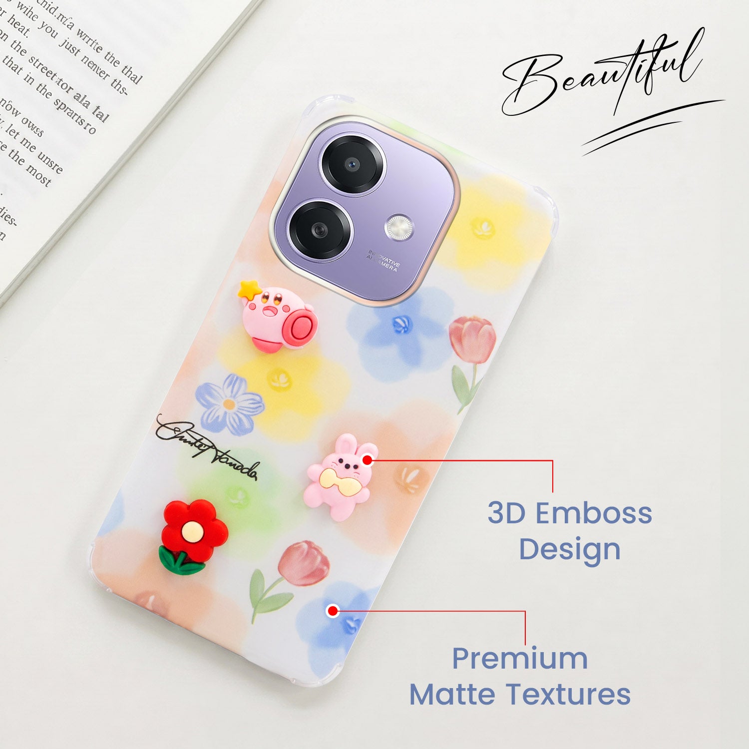 For Oppo A3X (4G/5G) | Oppo A3 5G Back Cover Case (3D Cute Cartoons | Hard Back Side Soft | Matte Premium Finish | HD Printing)