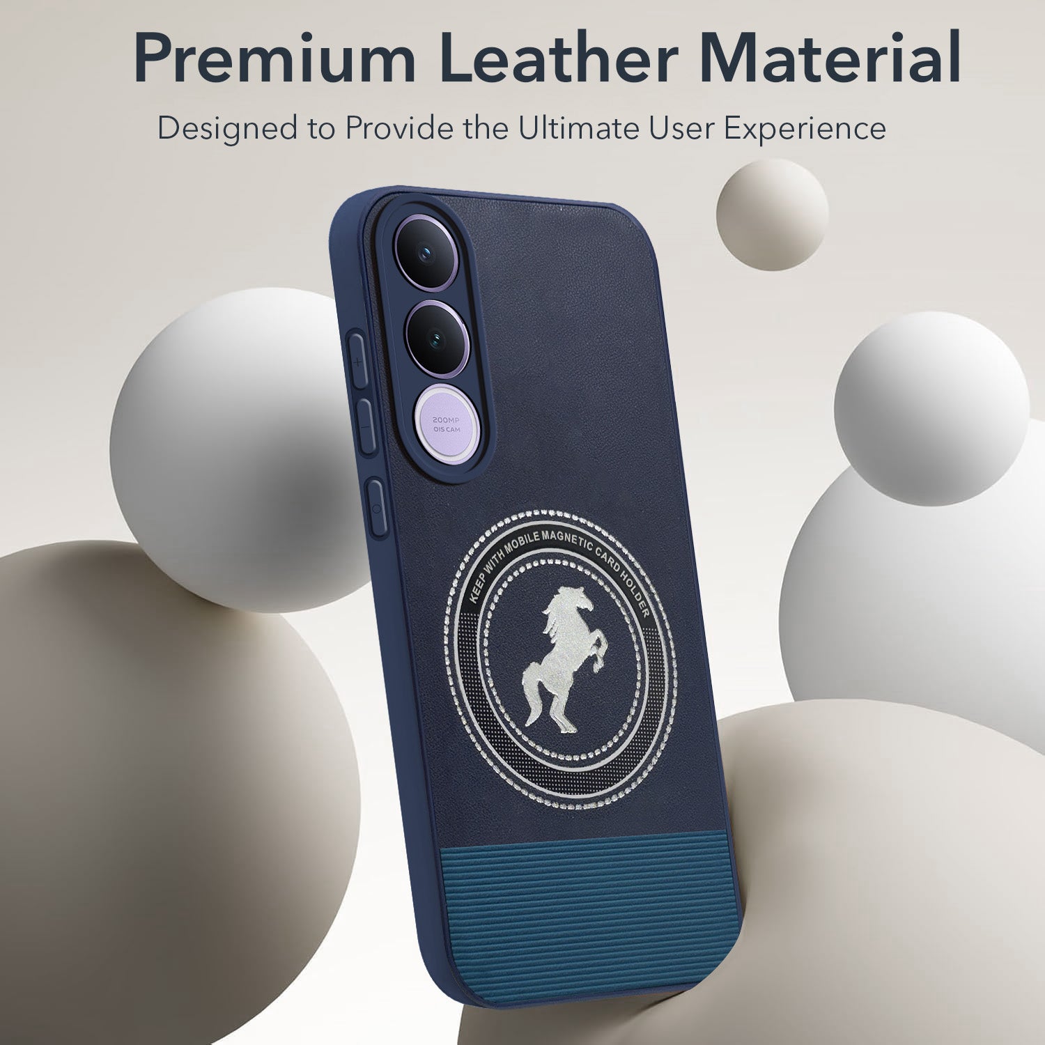 For Vivo V70 FE 5G Back Cover Case PU Leather Finish (Professional Minimalist Texture | MagSafe Compatile | Camera Protection | Sleek Sober Formal)