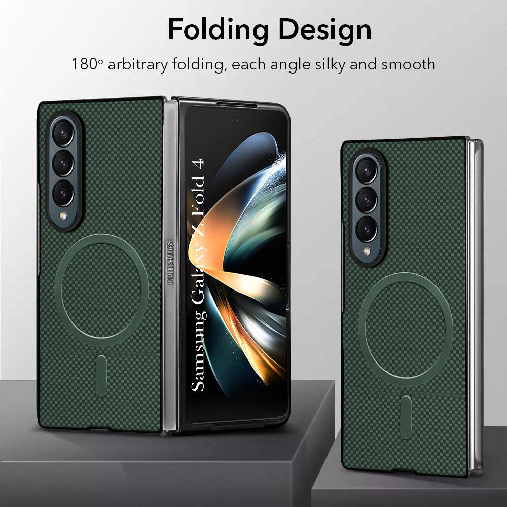 For Samsung Galaxy Z Fold 4 5G Back Cover Case (MagSafe Wireless Charging Compatible | Hexa Leather Finish | Inside Microfiber Cloth)